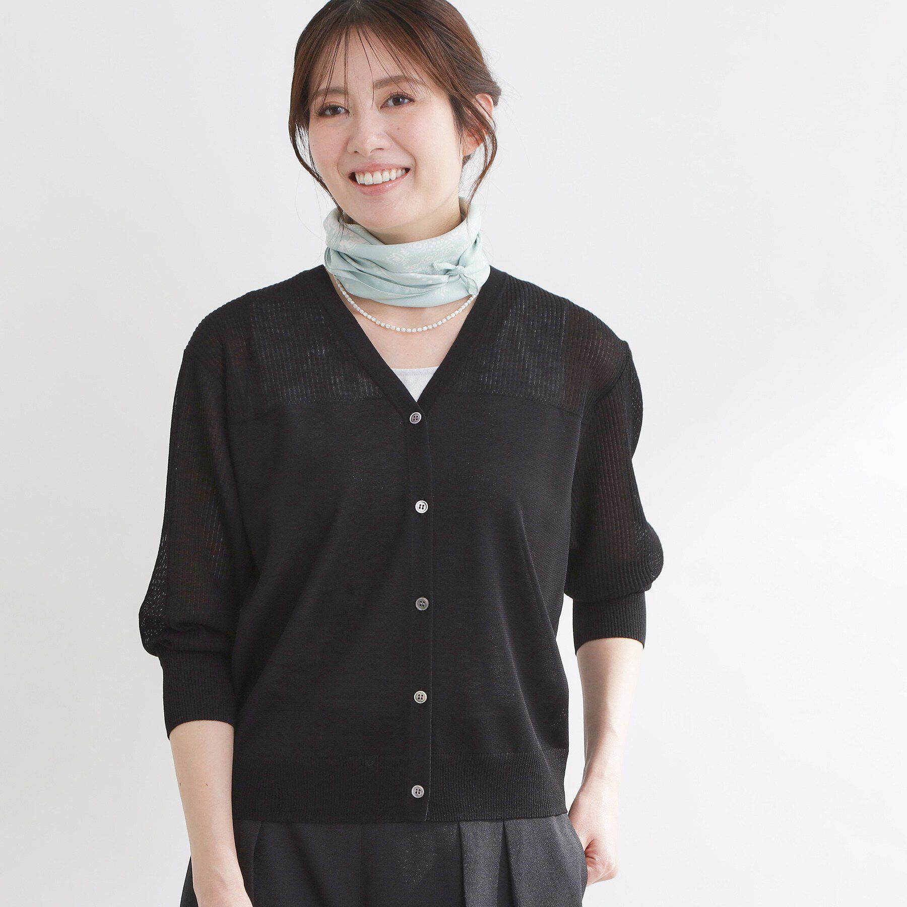 Reflect「Vネックニットカーディガン」|カーディガン|ブラック(019)