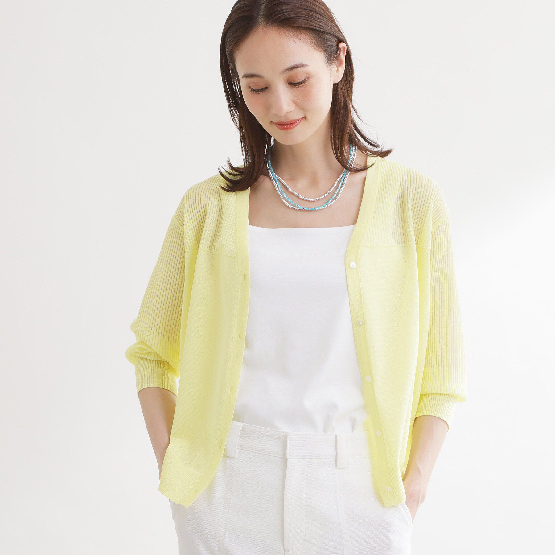 Reflect「Vネックニットカーディガン」|カーディガン|ライトイエロー(03