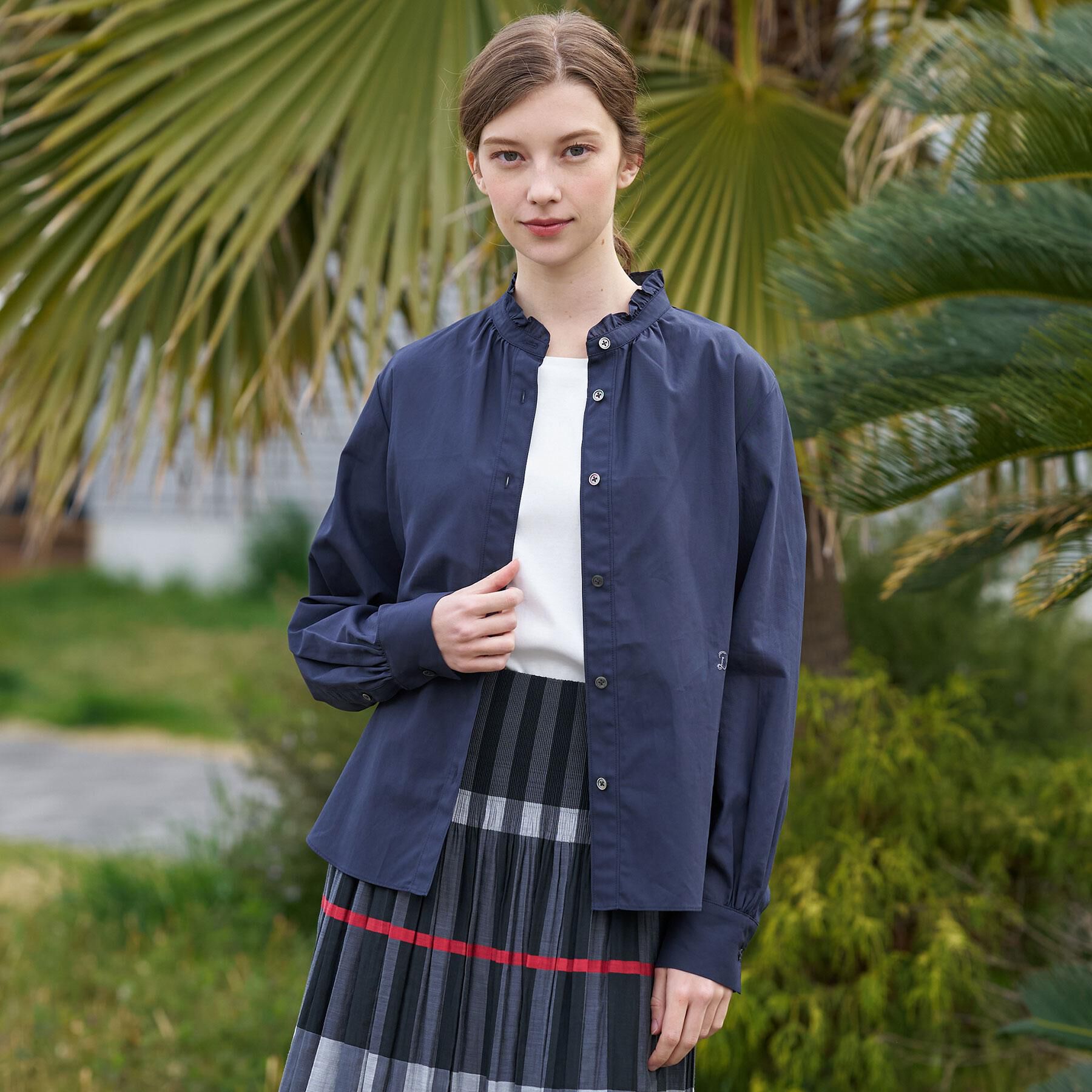 DRESSTERIOR「【ウォッシャブル/通勤】スタンドフリル ブラウス」|シャツ・ブラウス|