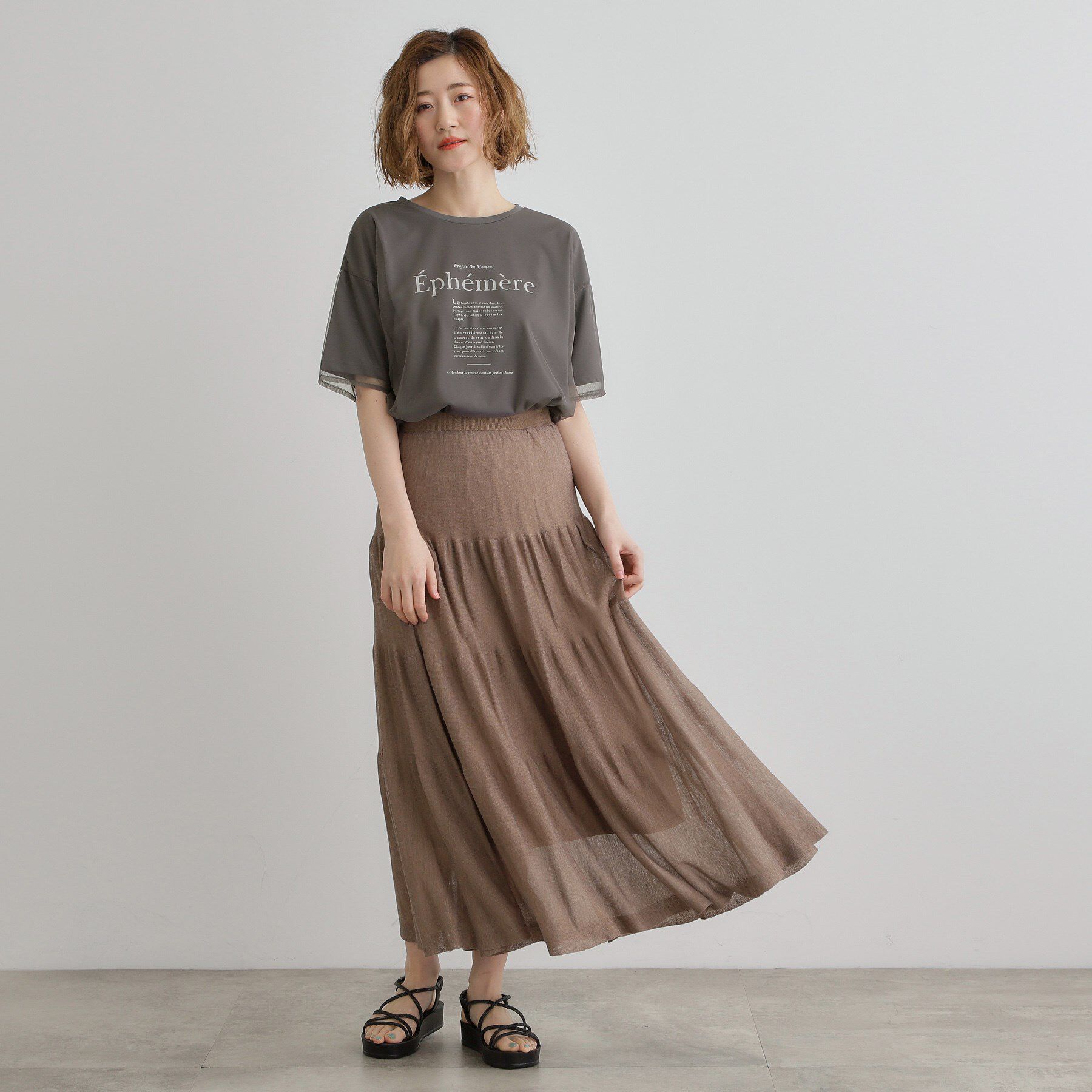 grove「【接触冷感・UVカット】大人のチュールレイヤードTシャツ」|Tシャツ・カットソー|