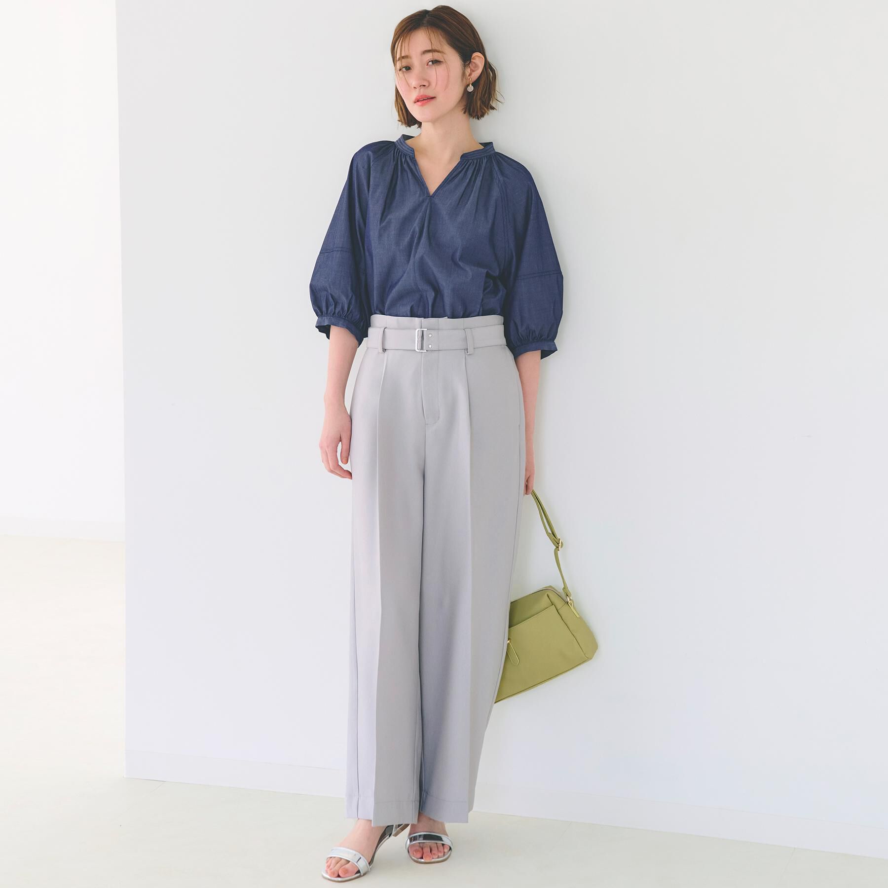 grove「【夏に嬉しい機能付き】ランタンスリーブシャツブラウス」|シャツ・ブラウス|