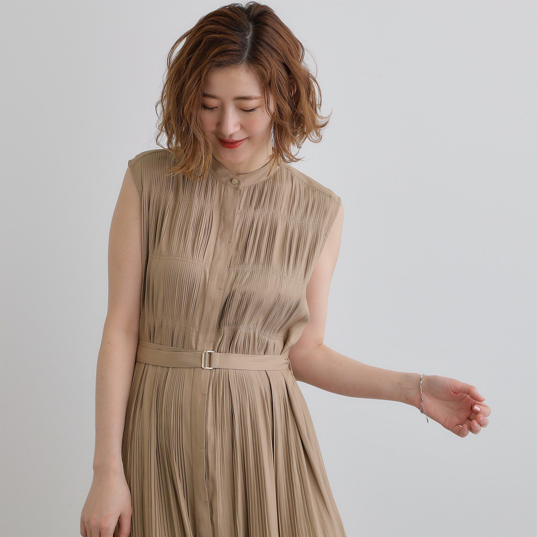 grove「贅沢プリーツが華やかなシャンブレープリーツワンピース」|ワンピース|