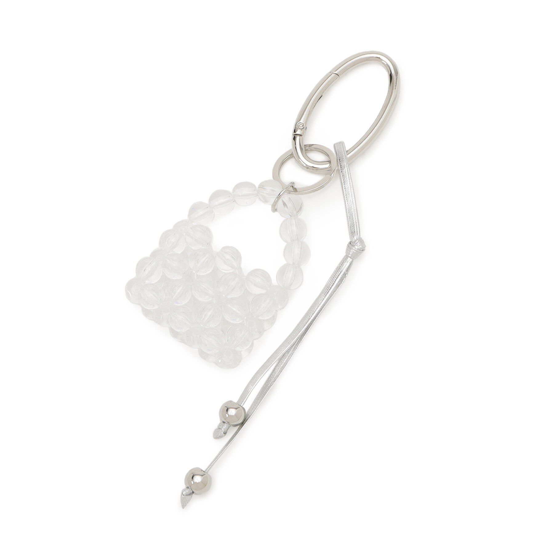 grove「手編みビーズバッグチャーム」|キーケース|シルバー(006)