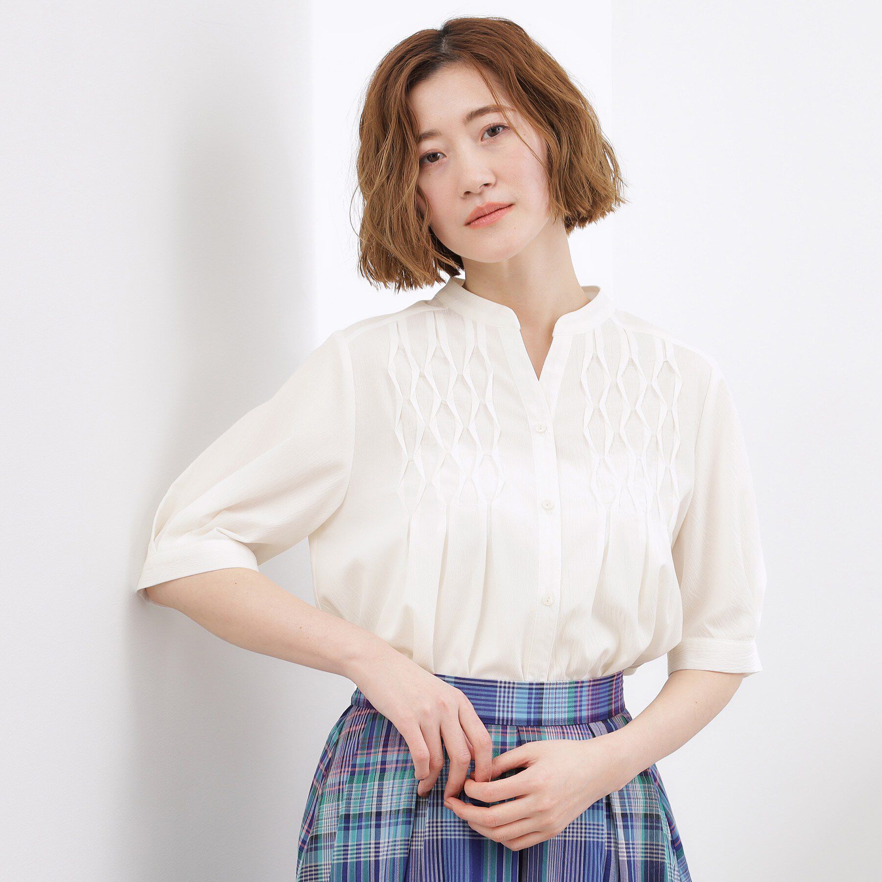 grove「スモッキングタックブラウス」|シャツ・ブラウス|オフホワイト(003
