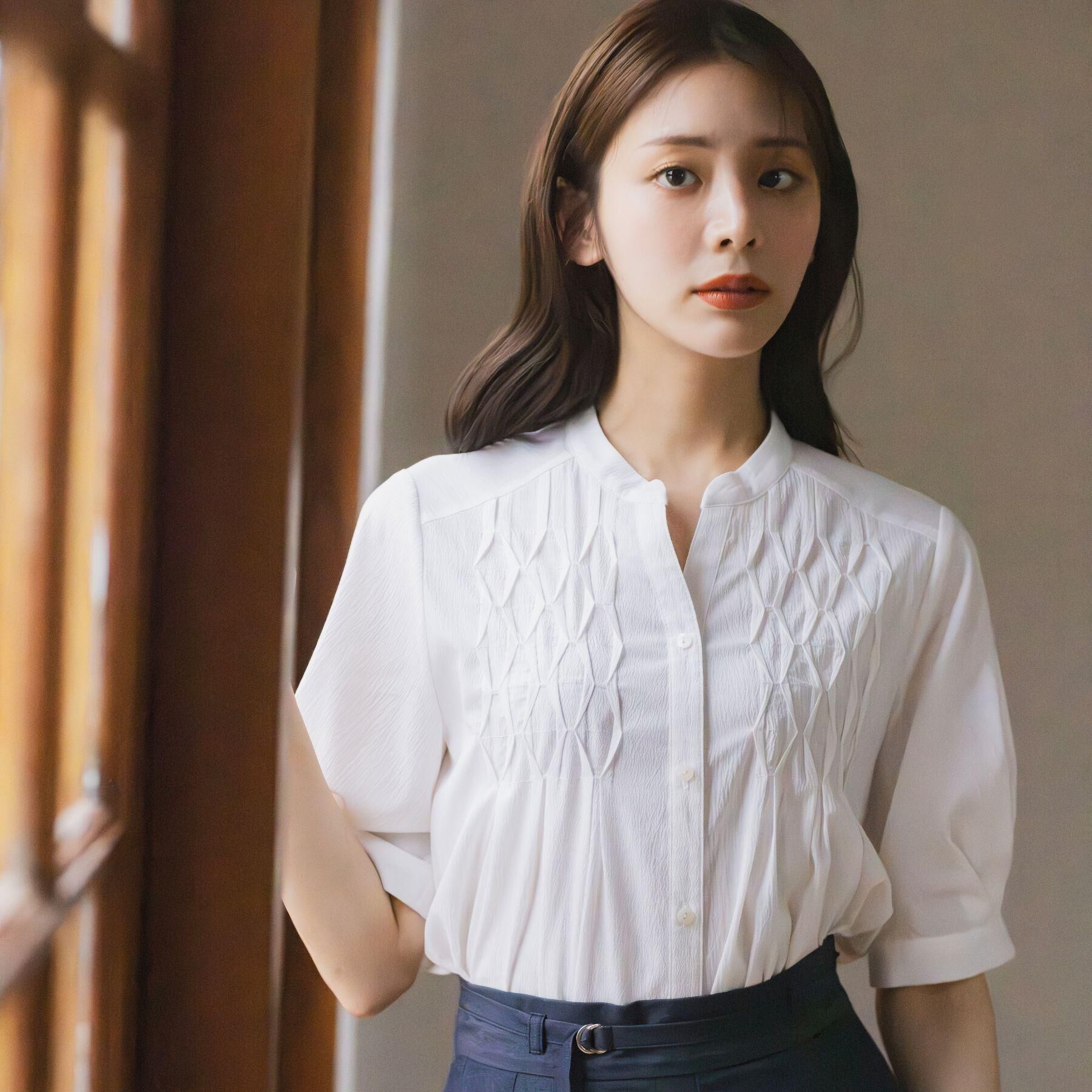 grove「スモッキングタックブラウス」|シャツ・ブラウス|