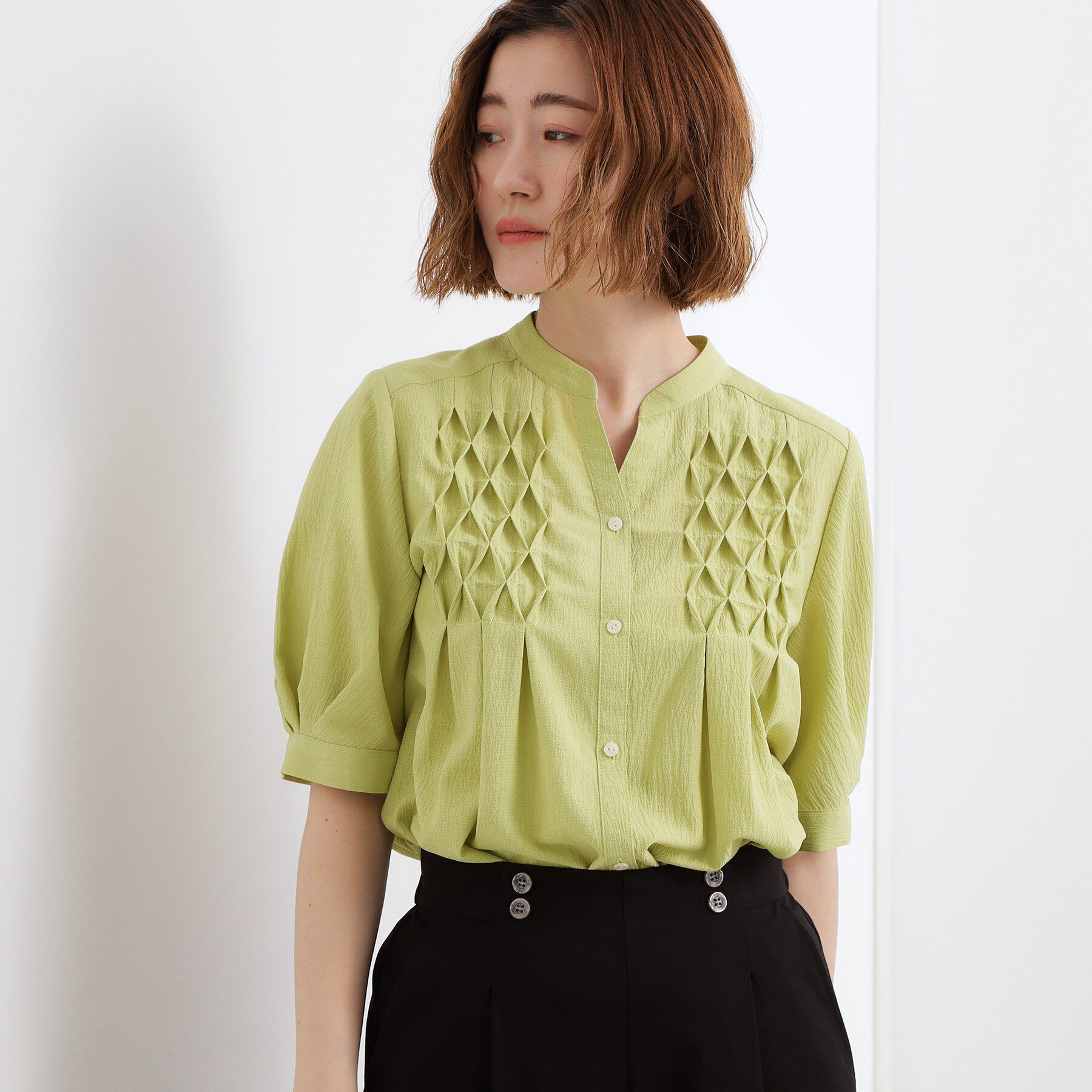 grove「スモッキングタックブラウス」|シャツ・ブラウス|