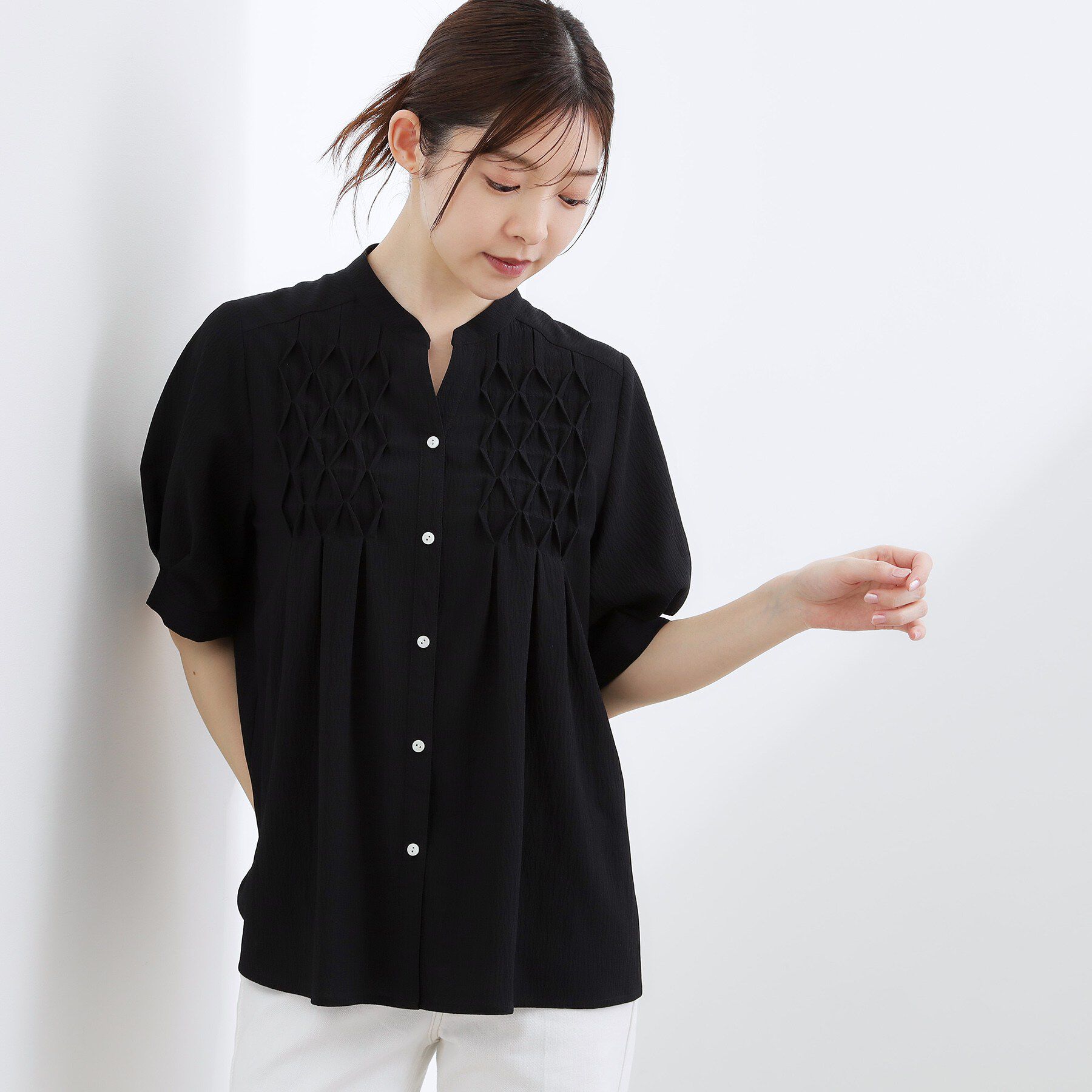 grove「スモッキングタックブラウス」|シャツ・ブラウス|