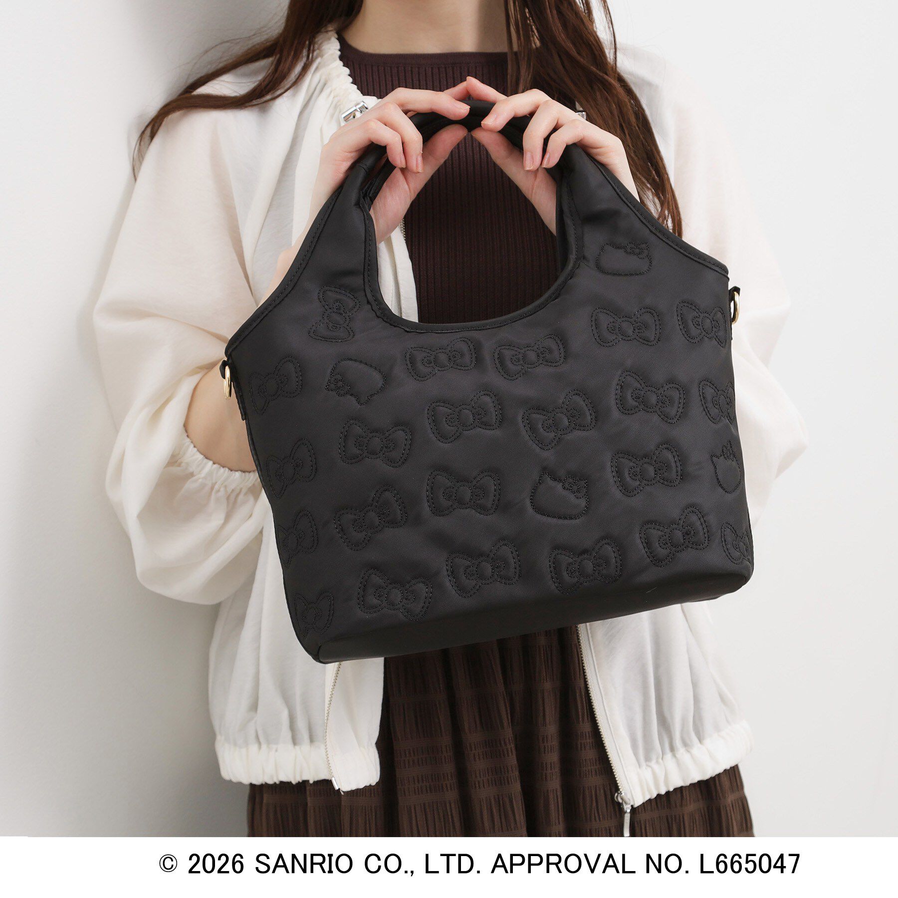 grove「【ハローキティ】撥水キルトクリテトート」|トートバッグ|ブラック(019)