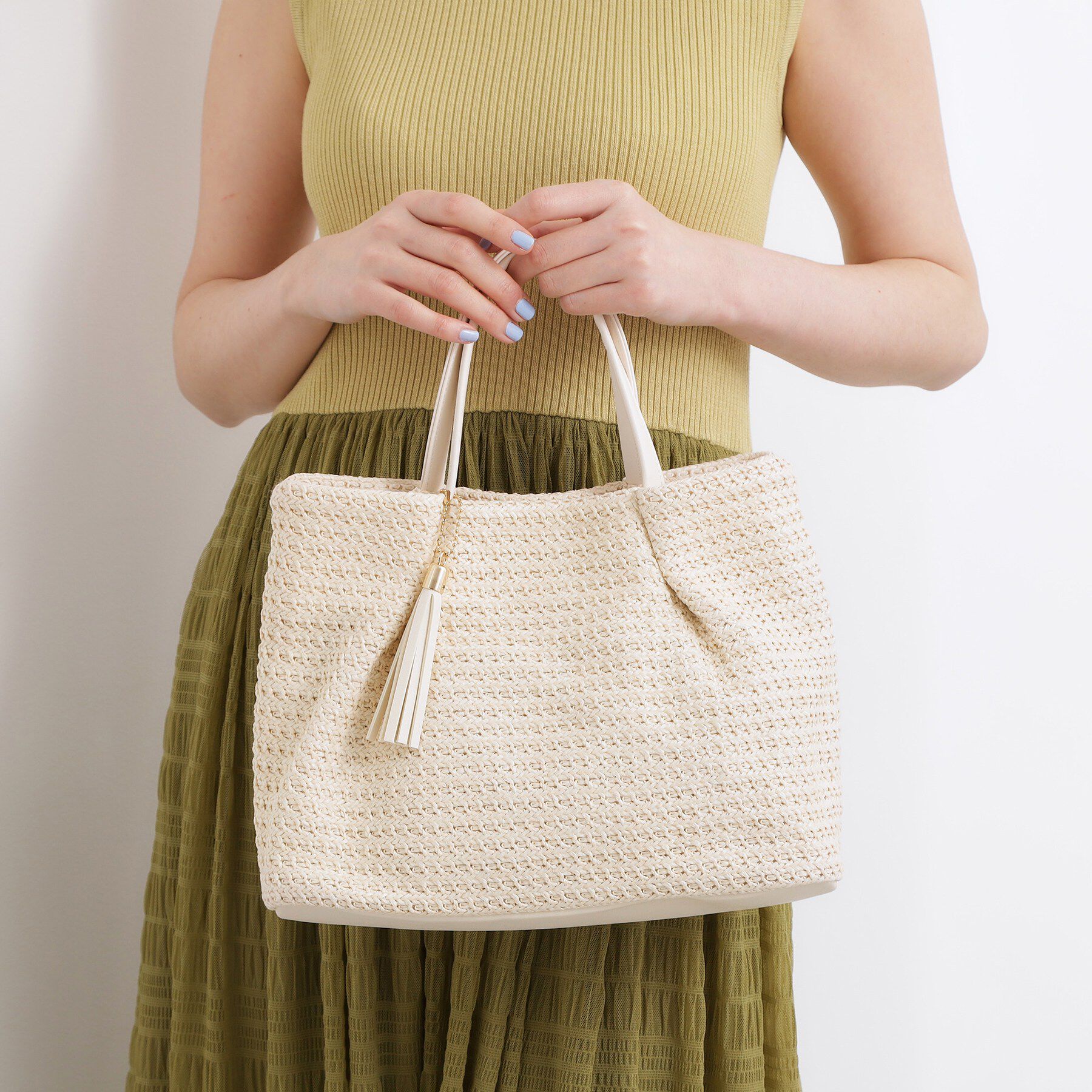 grove「タックタッセルPP2WAYトート」|トートバッグ|アイボリー(004)