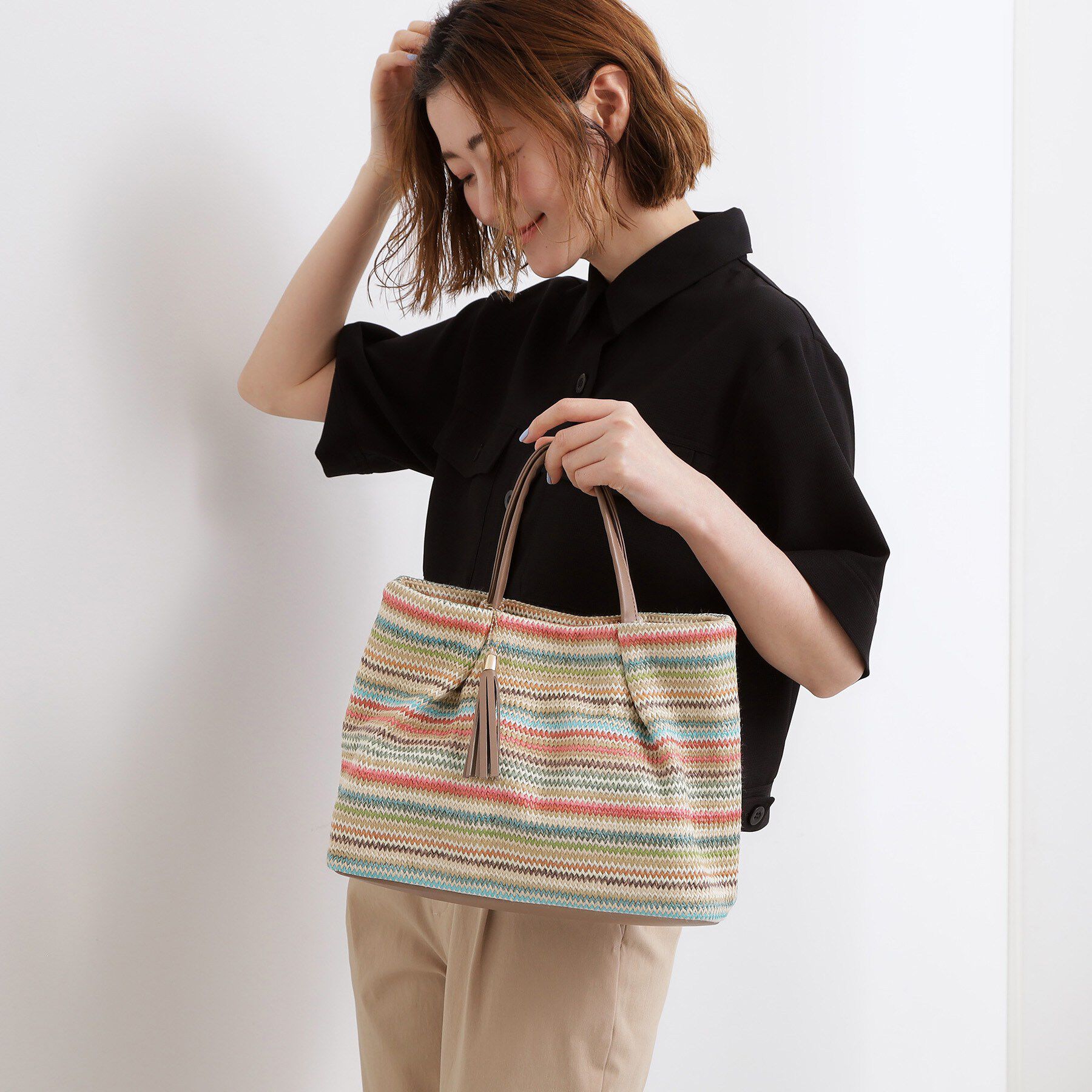 grove「タックタッセルPP2WAYトート」|トートバッグ|