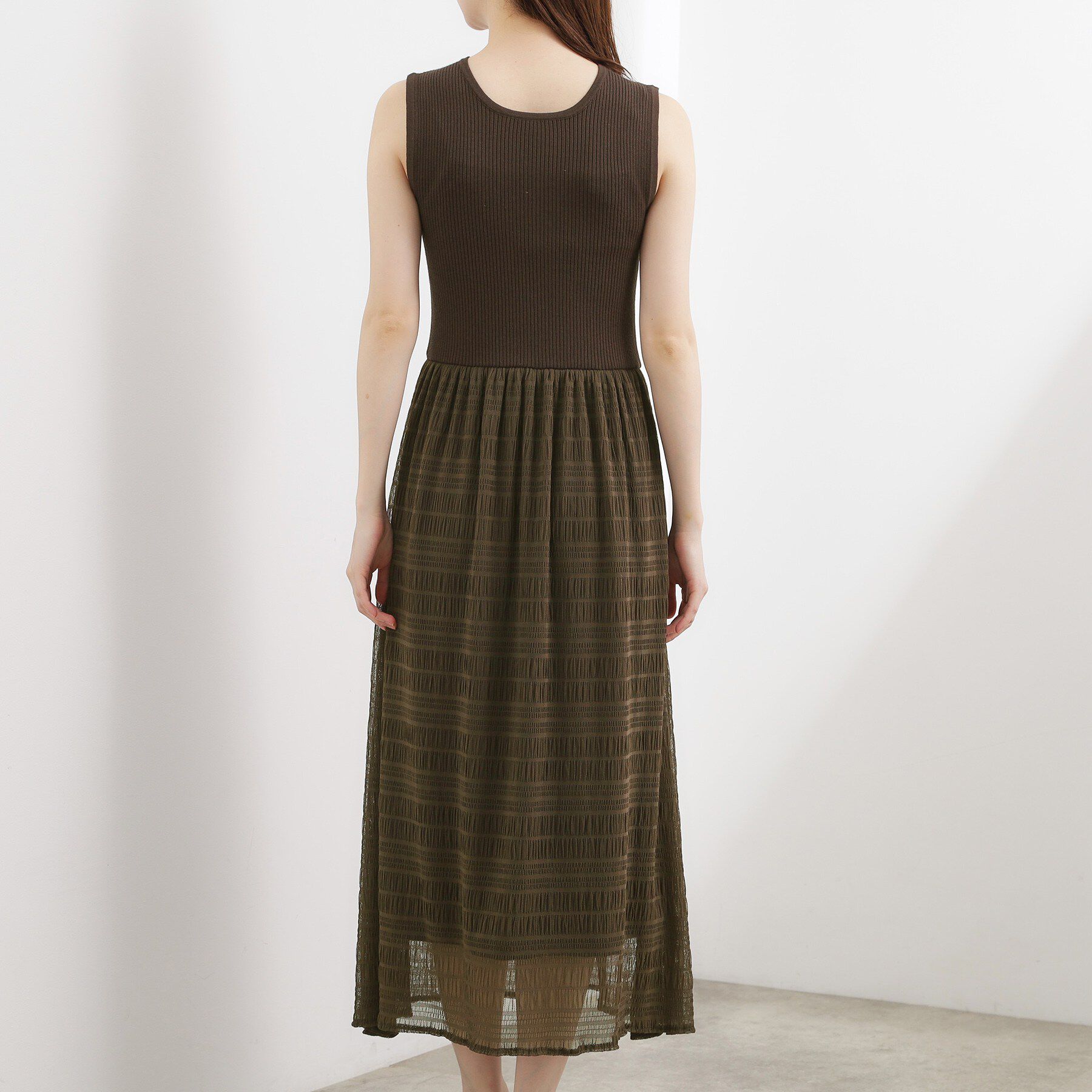 grove「リブニット&times;チェックチュール ドッキングワンピース」|ワンピース|