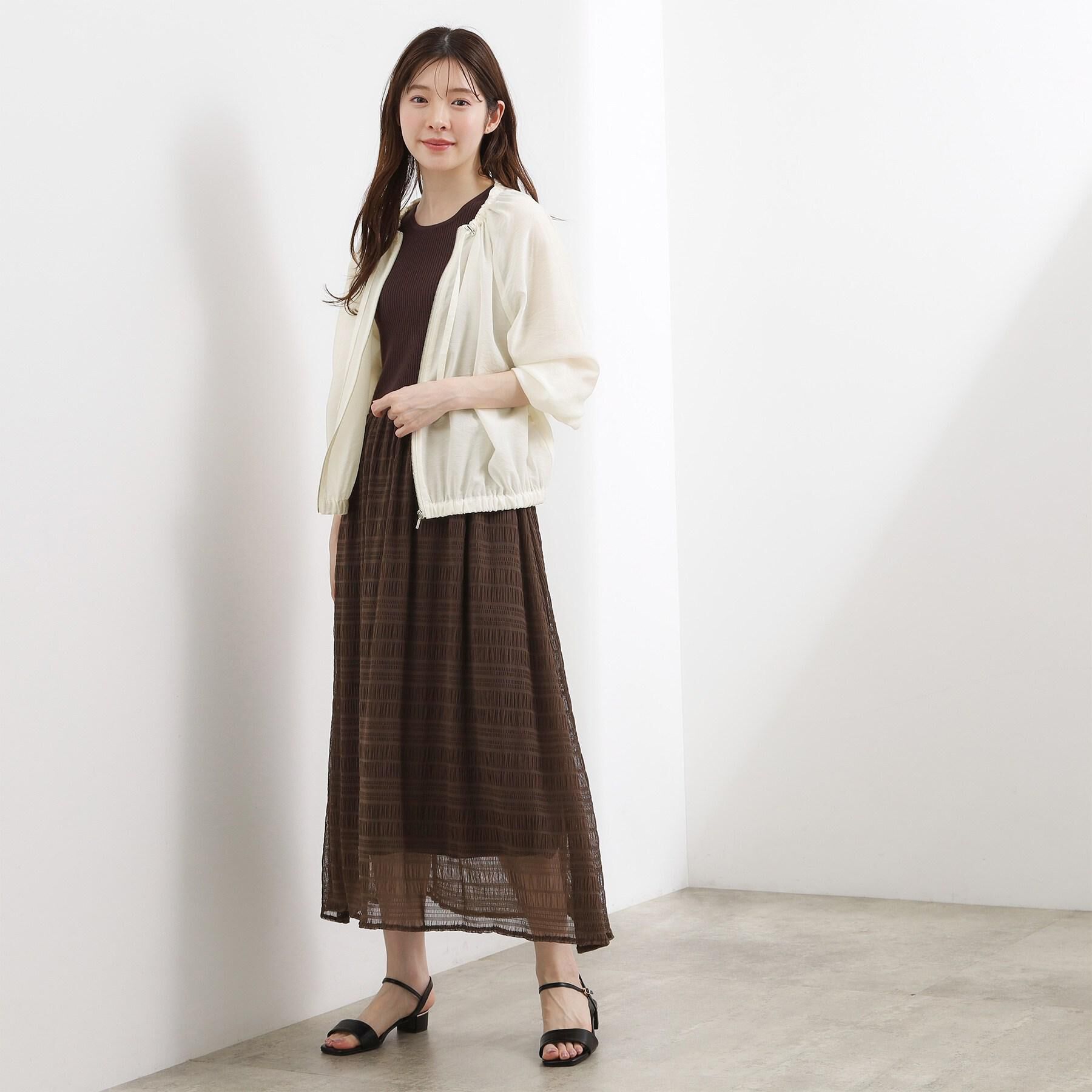 grove「リブニット&times;チェックチュール ドッキングワンピース」|ワンピース|