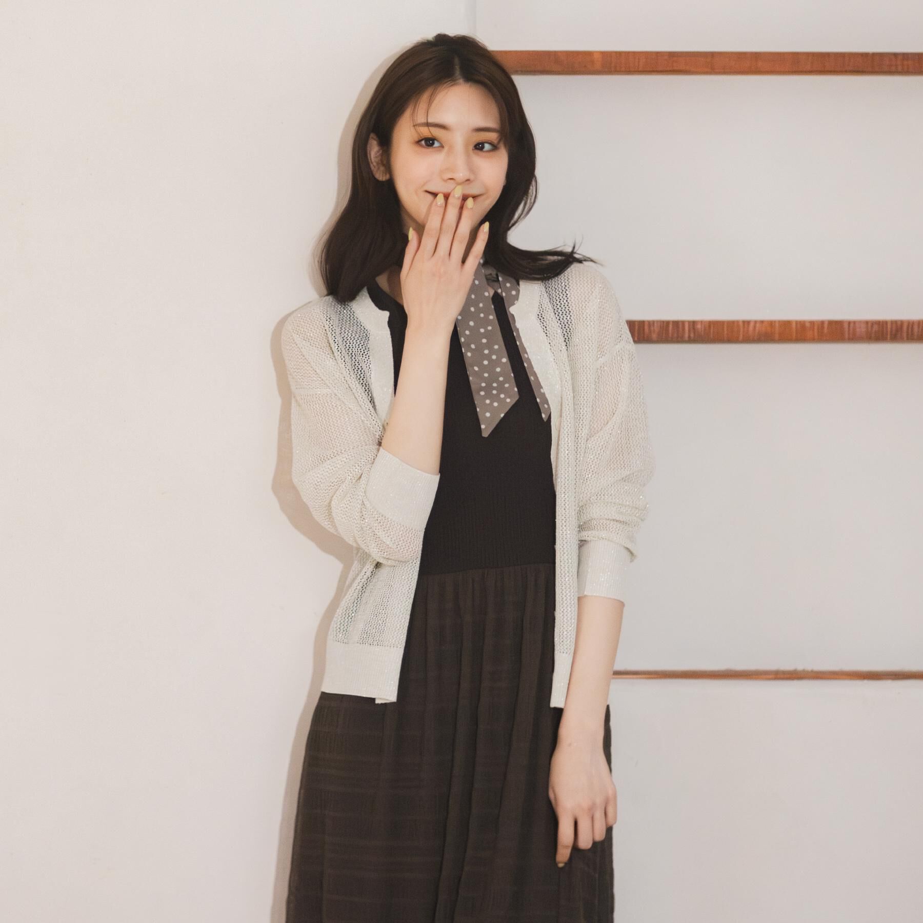 grove「リブニット&times;チェックチュール ドッキングワンピース」|ワンピース|