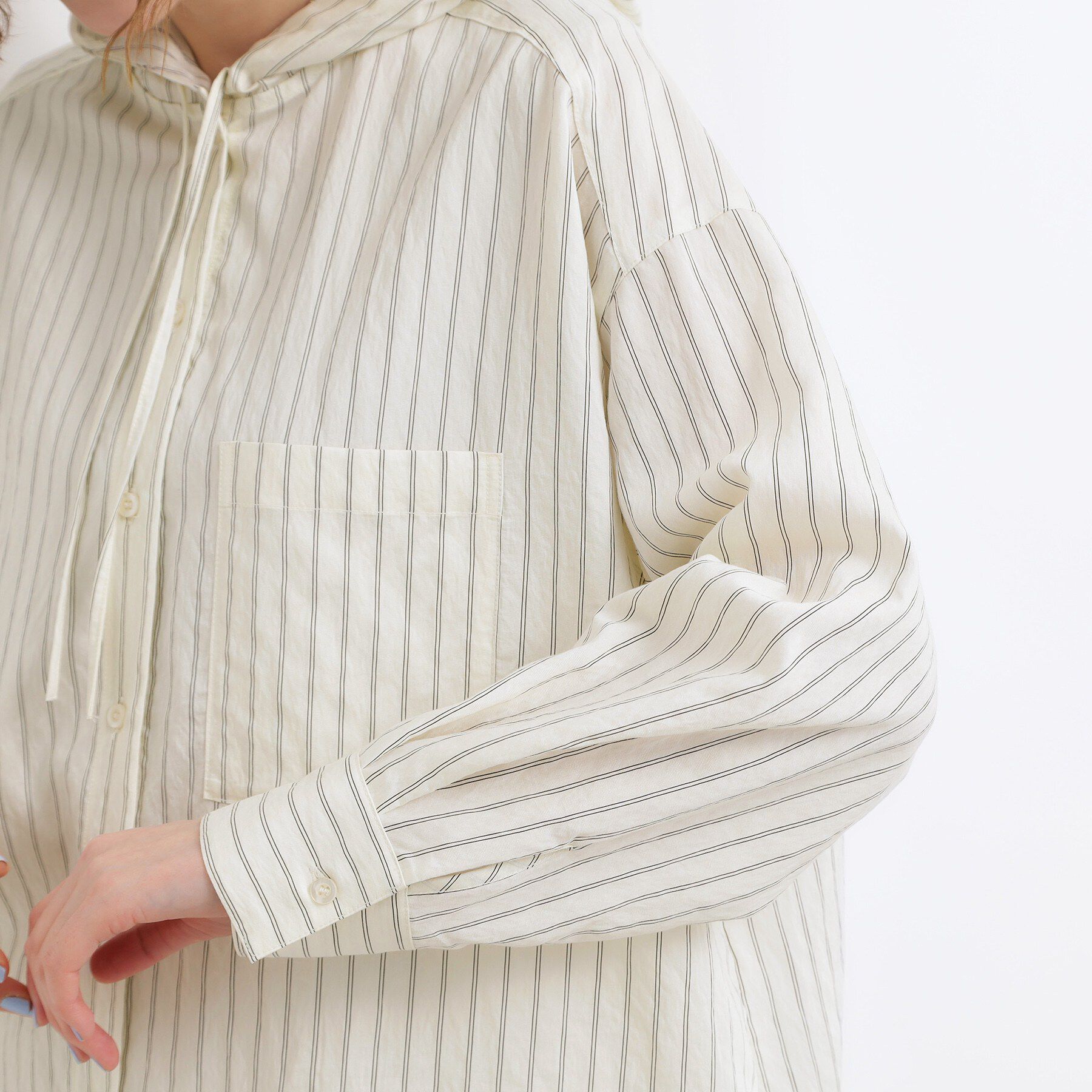 grove「ストライプ フーディシャツ」|シャツ・ブラウス|