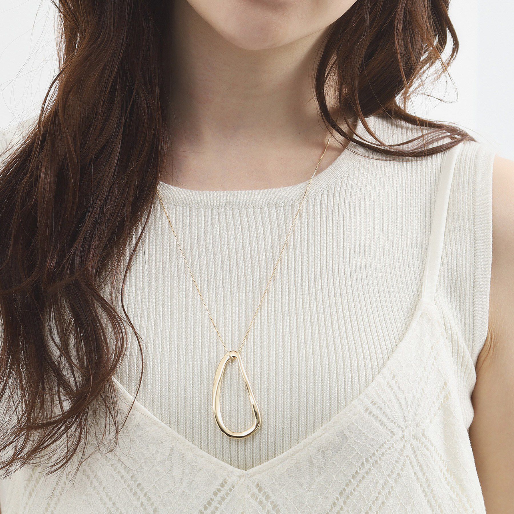 grove「【ネックホルダー】メタルオーバルネックレス」|ネックレス|