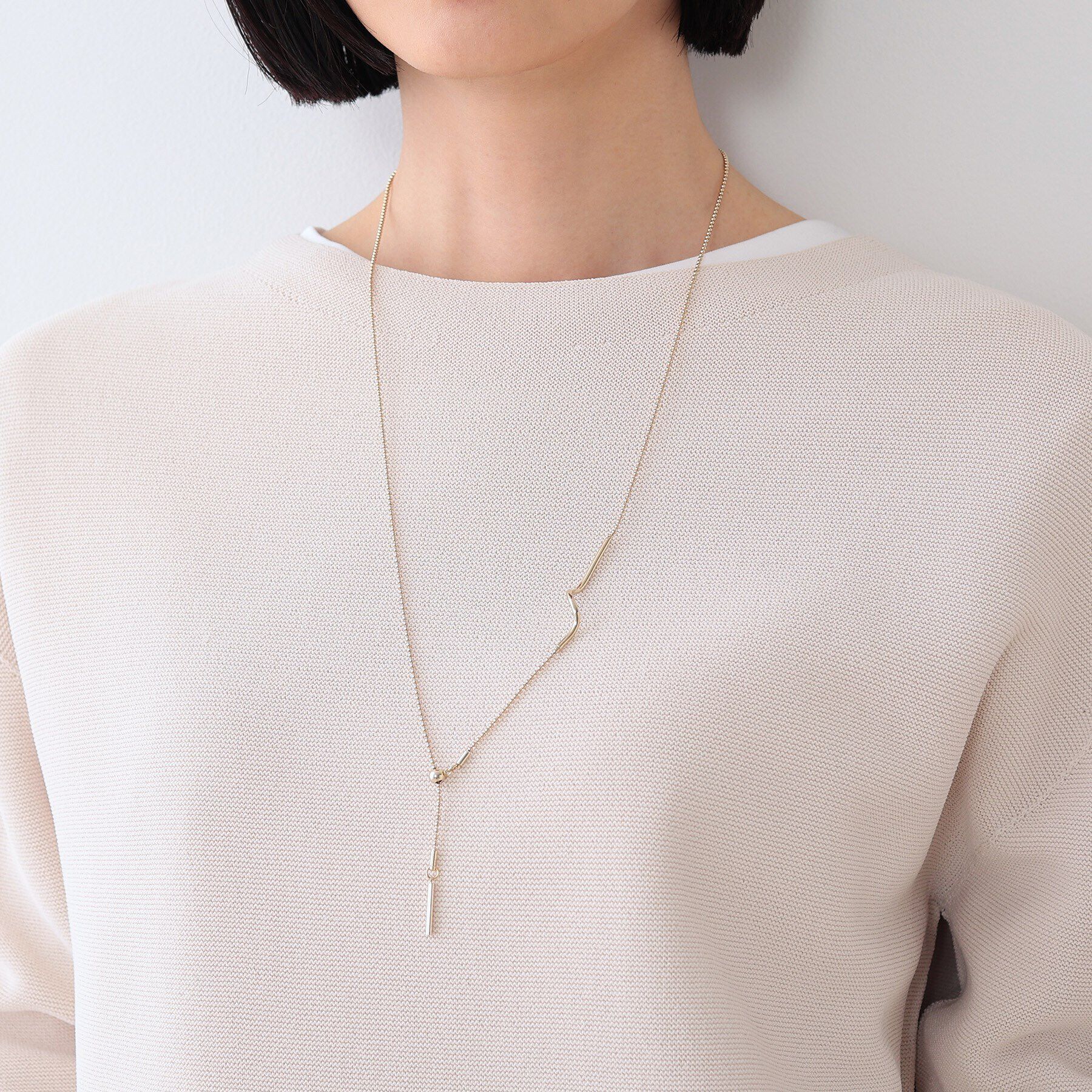 INDIVI「【フリードロップ／2WAY／Y字】ひねりパーツネックレス」|ネックレス|