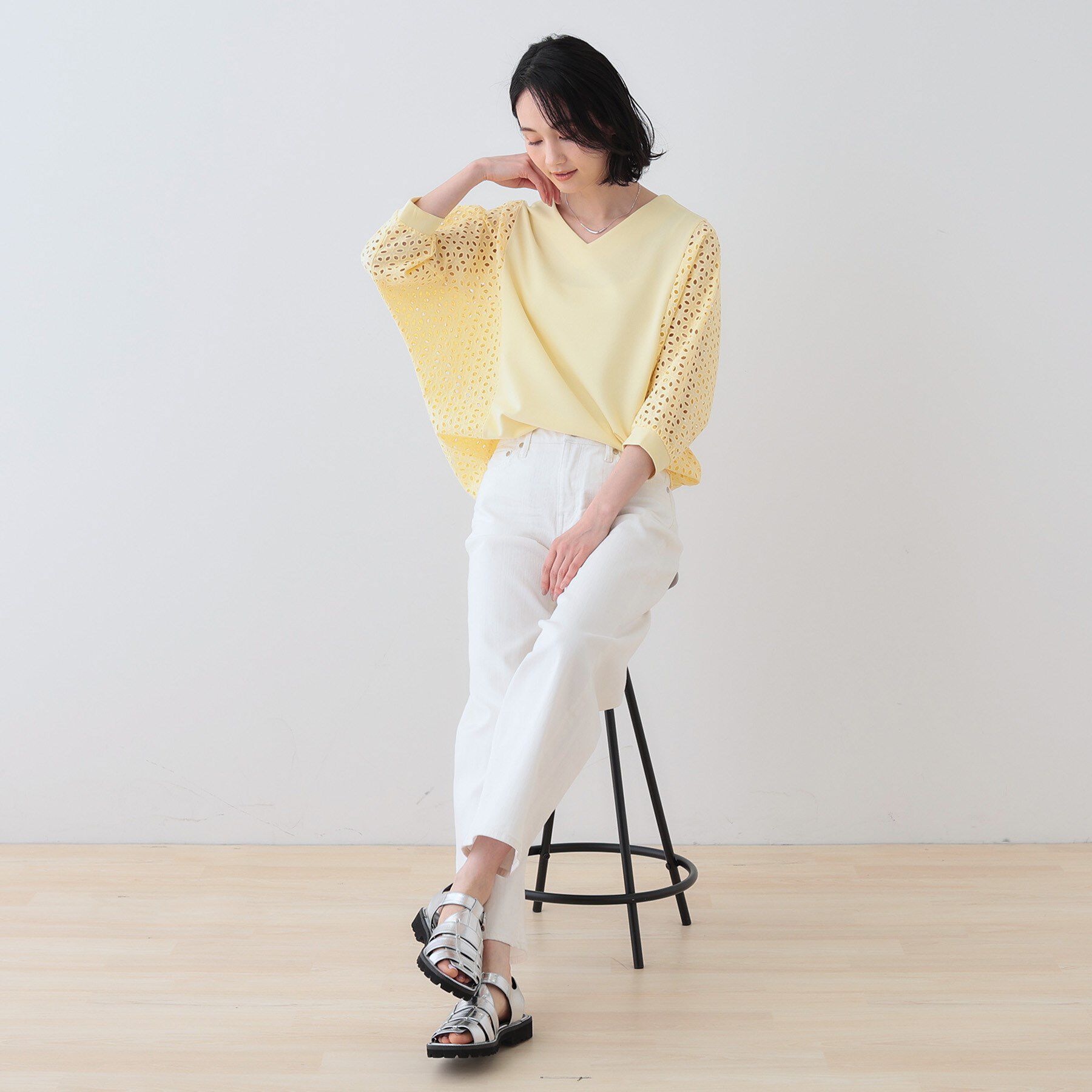 INDIVI「【洗える／体型カバー】レースコンビトップス」|Tシャツ・カットソー|