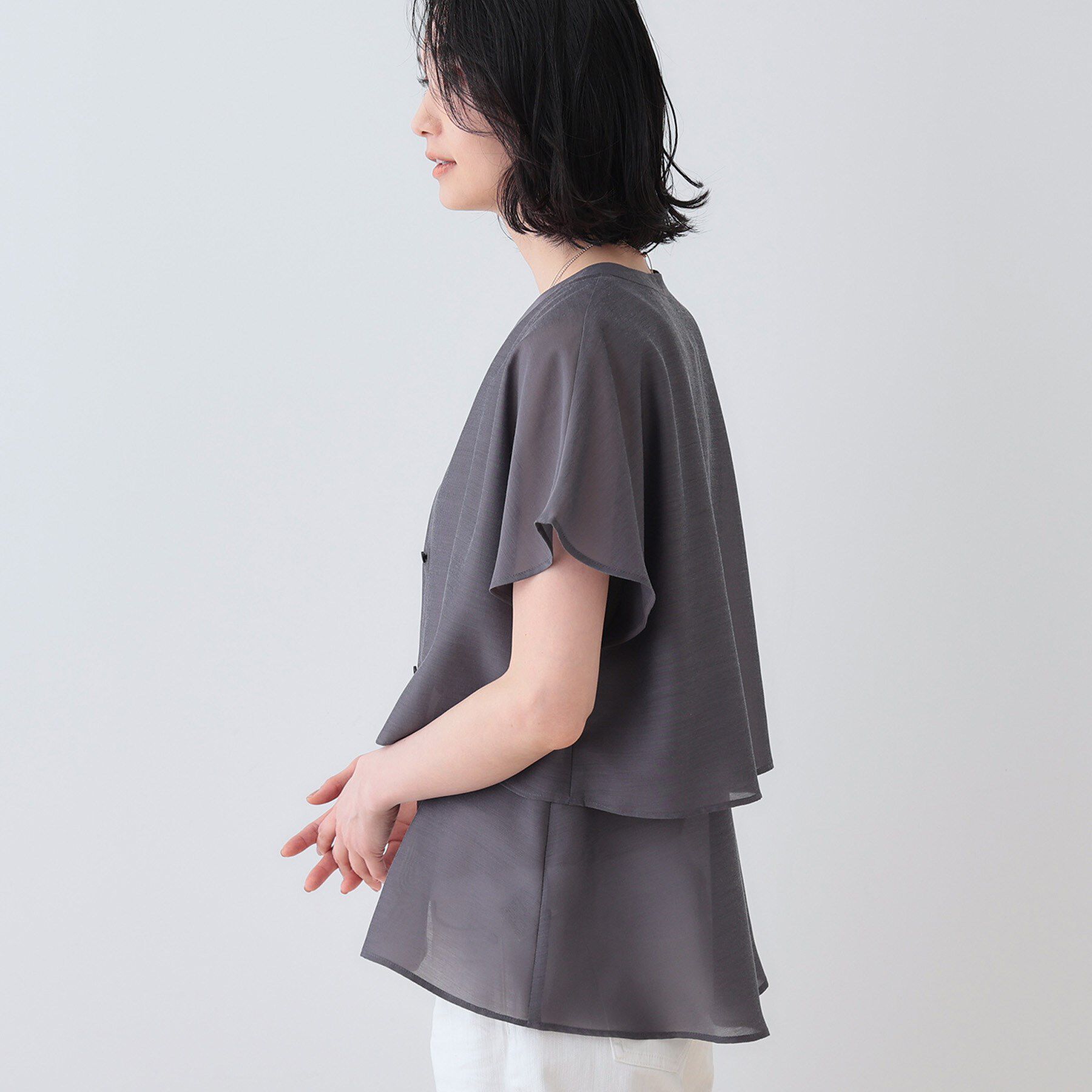 INDIVI「新色登場！【洗える／エアリー】ティアードブラウス」|シャツ・ブラウス|