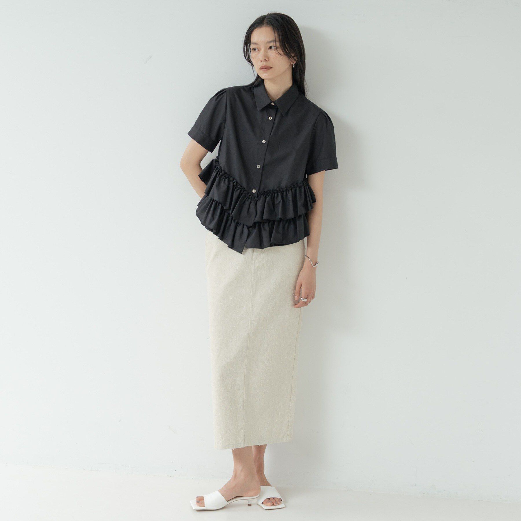 GALLEST「ティアードフリルヘムシャツ」|シャツ・ブラウス|