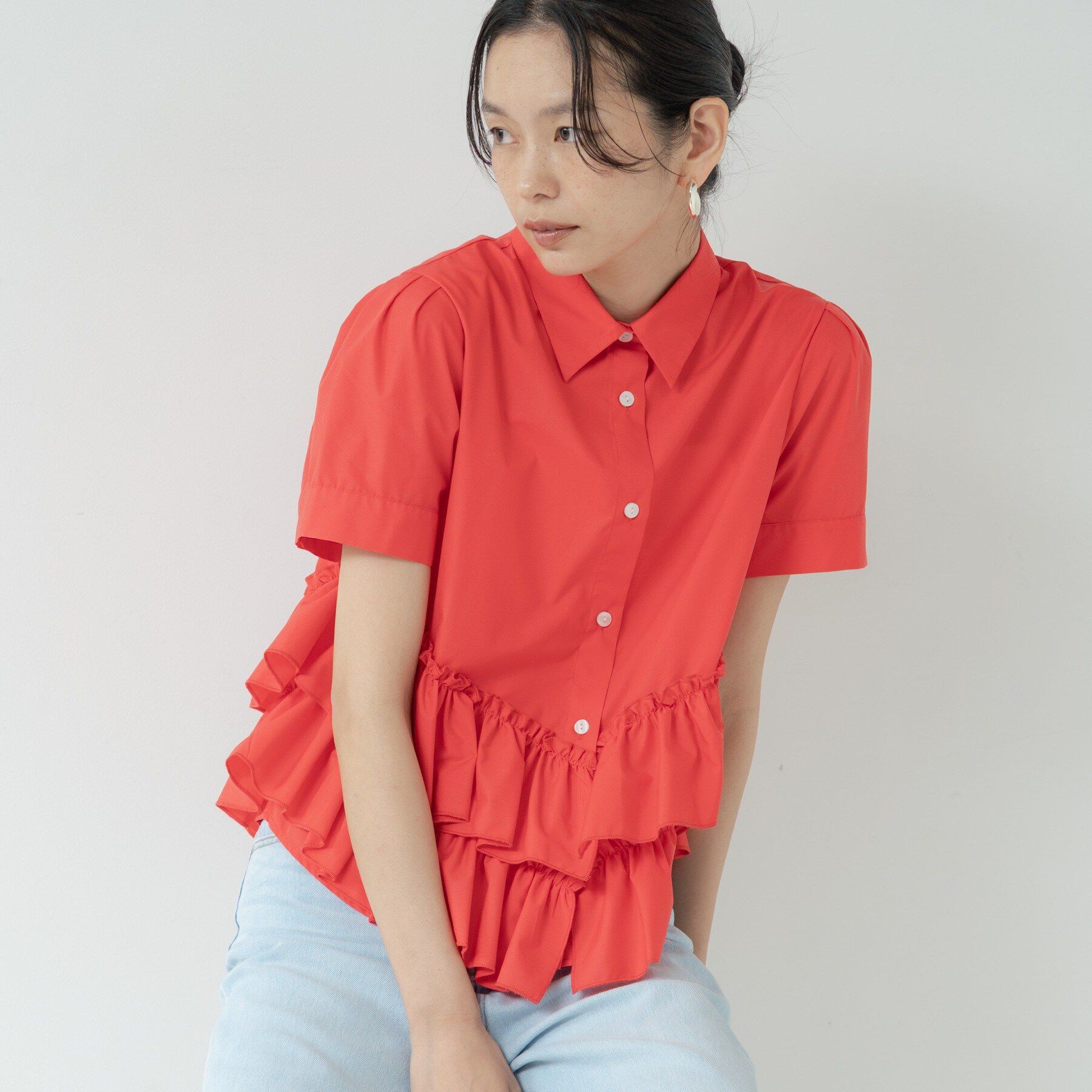 GALLEST「ティアードフリルヘムシャツ」|シャツ・ブラウス|レッド(062)