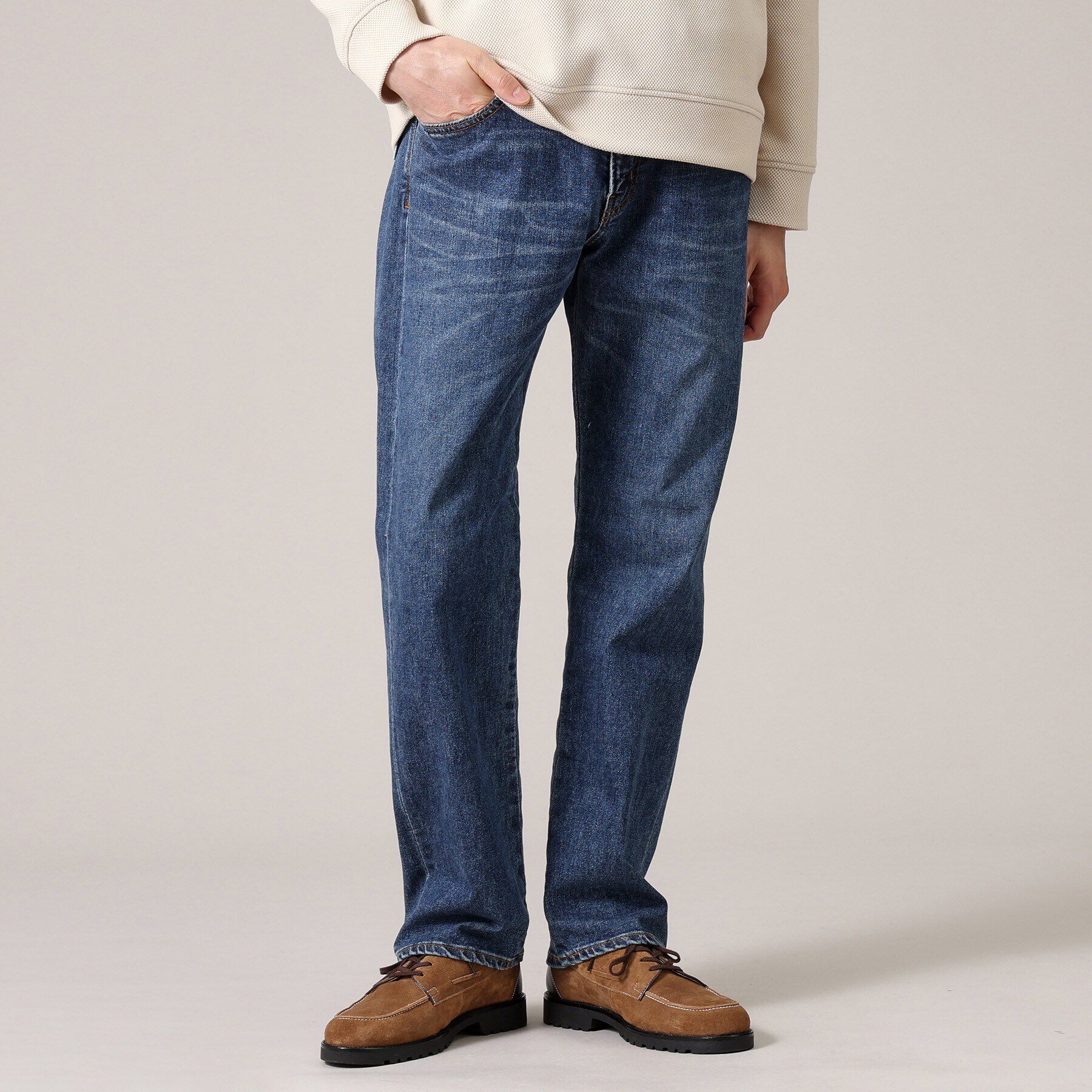 TAKEO KIKUCHI「【モンスターストレッチ】日本製 ウォッシュド デニムパンツ」|デニム|ブルー(092)