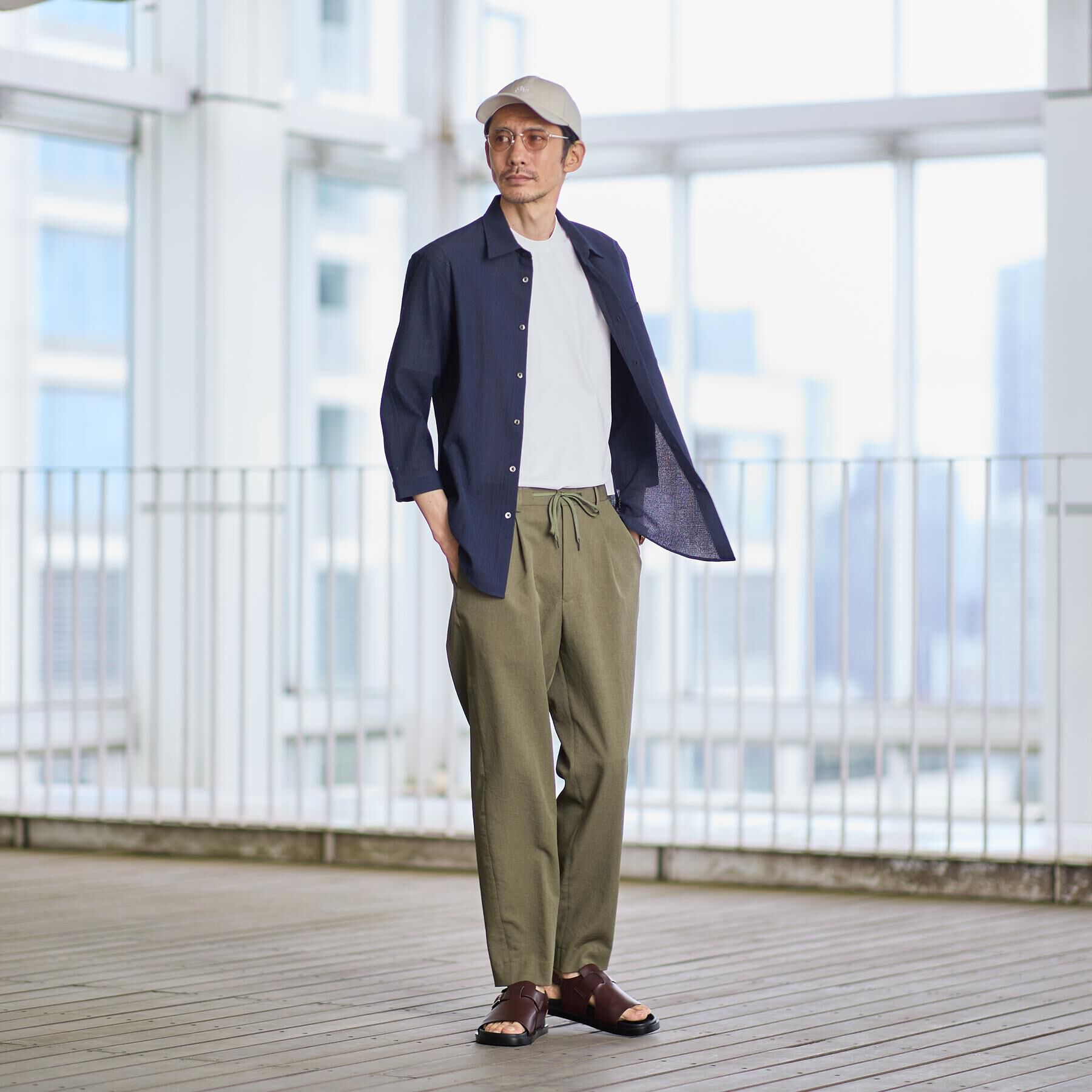 TAKEO KIKUCHI「【通気性】トリコットサッカー 7分袖シャツ」|シャツ・ブラウス|