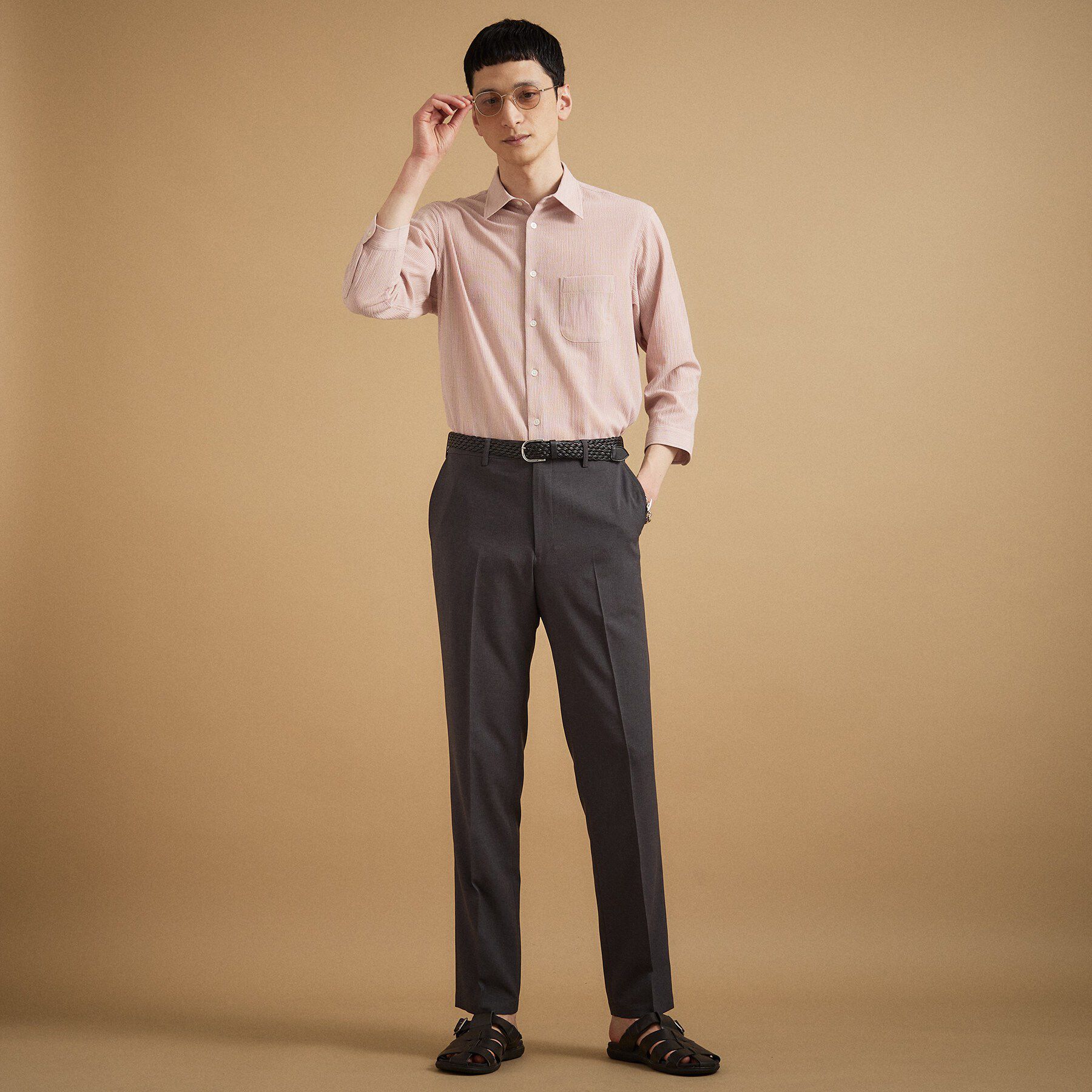 TAKEO KIKUCHI「【通気性】トリコットサッカー 7分袖シャツ」|シャツ・ブラウス|