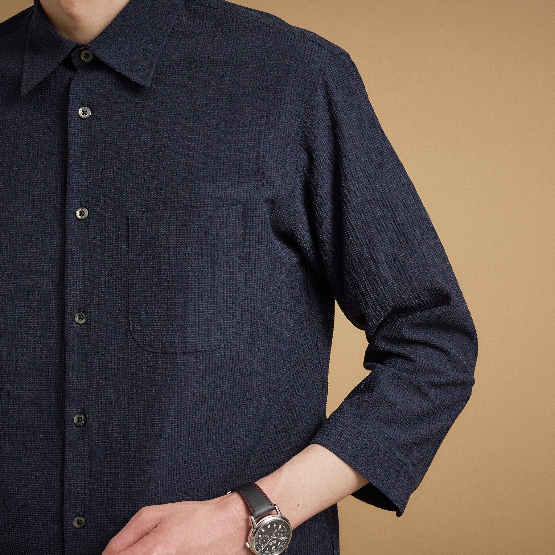 TAKEO KIKUCHI「【通気性】トリコットサッカー 7分袖シャツ」|シャツ・ブラウス|