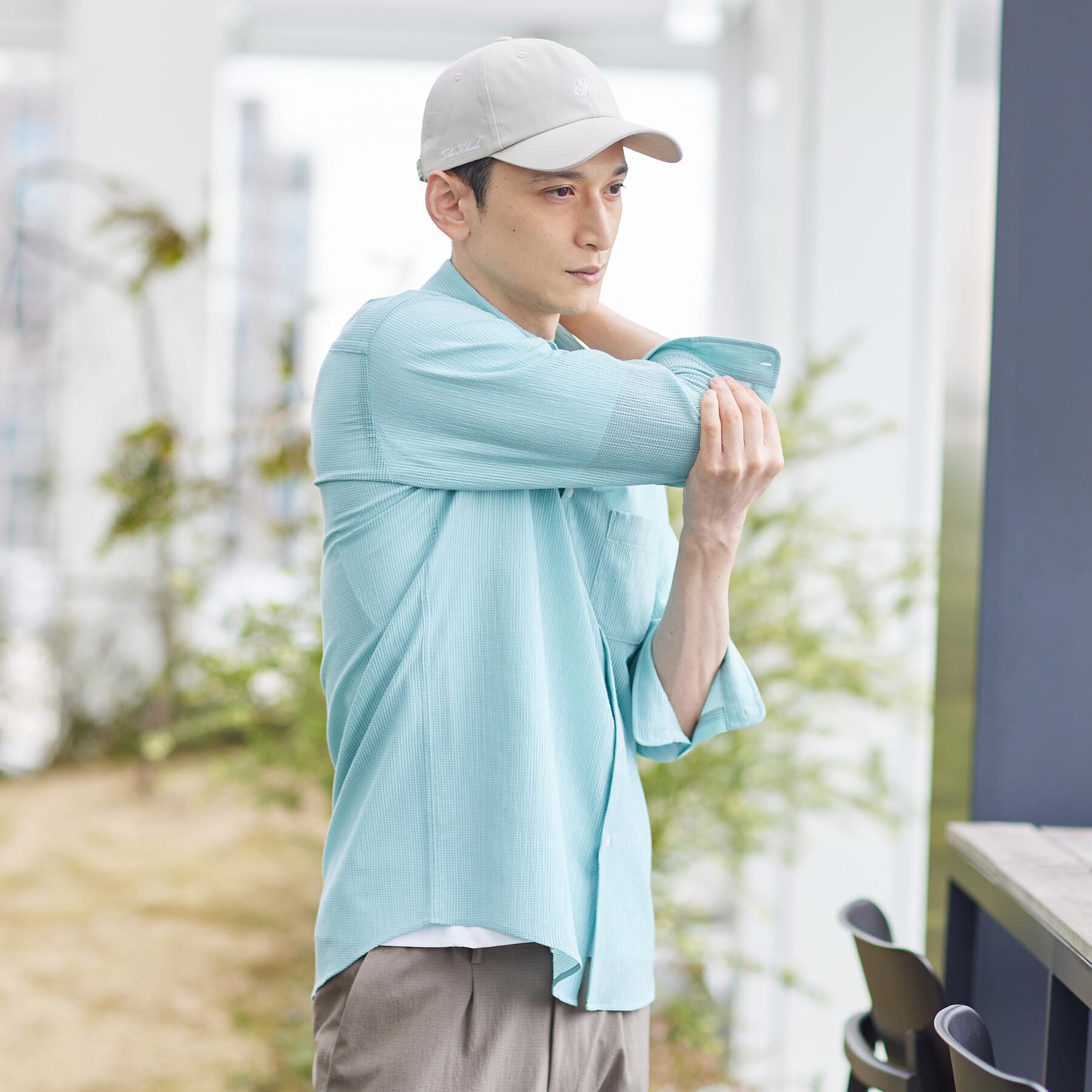 TAKEO KIKUCHI「【通気性】トリコットサッカー 7分袖シャツ」|シャツ・ブラウス|