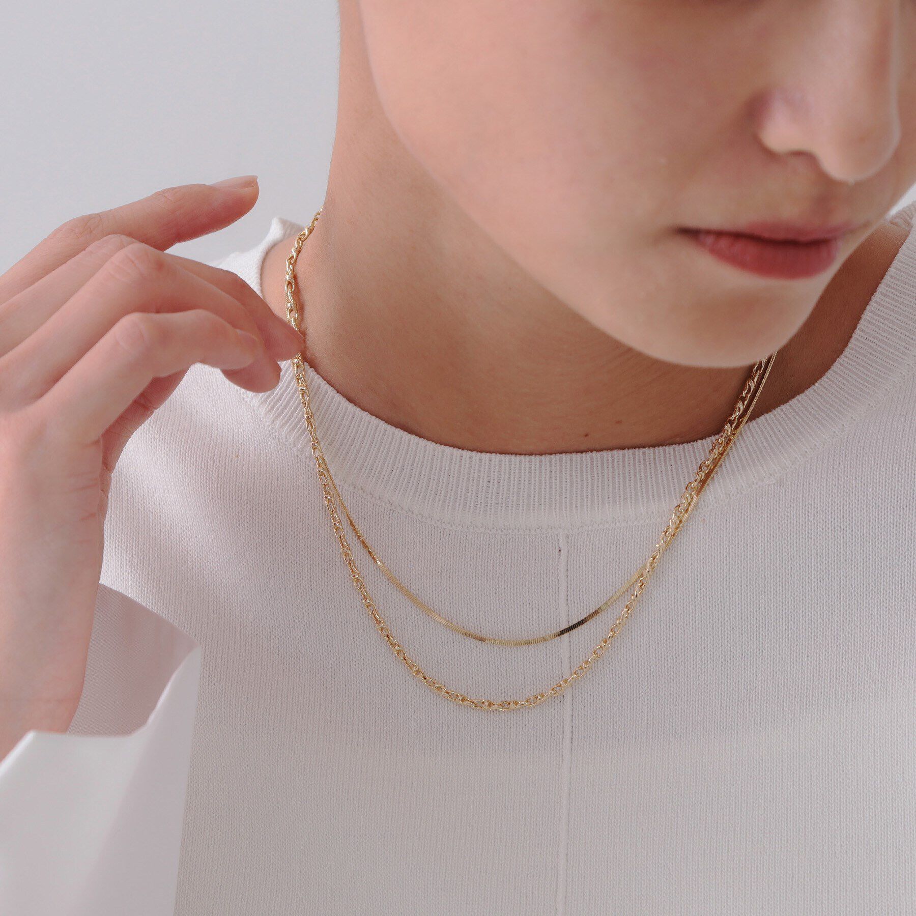 OPAQUE.CLIP「2連チェーンネックレス」|ネックレス|