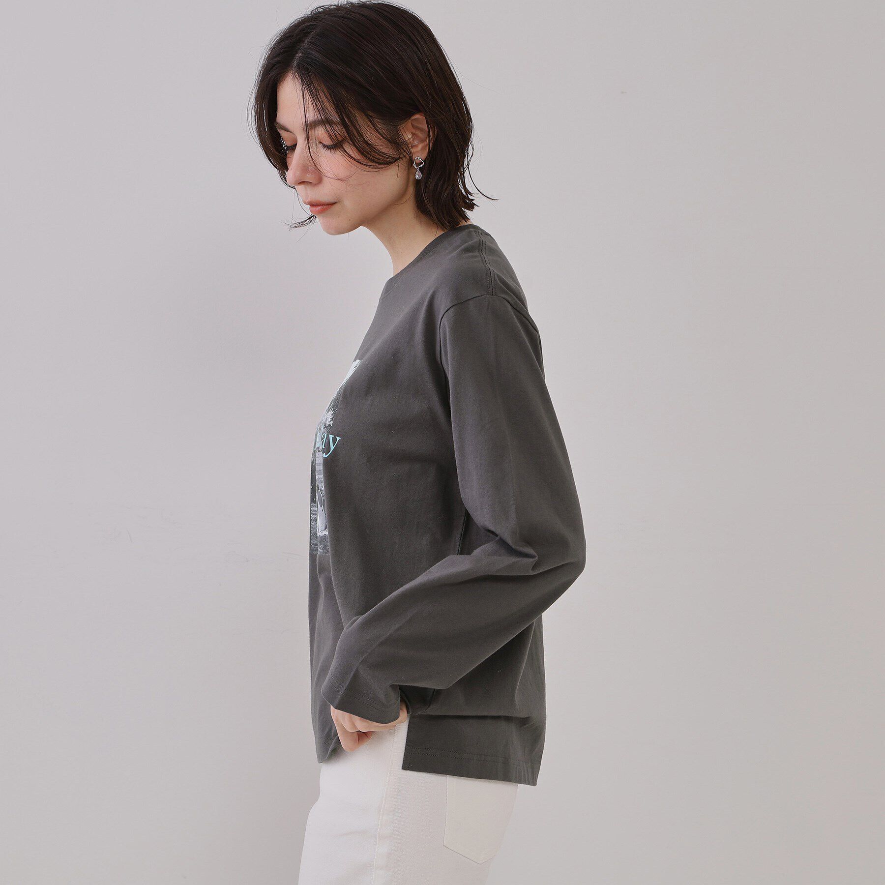 OPAQUE.CLIP「フォトプリントロングTシャツ【洗濯機洗い可】」|Tシャツ・カットソー|