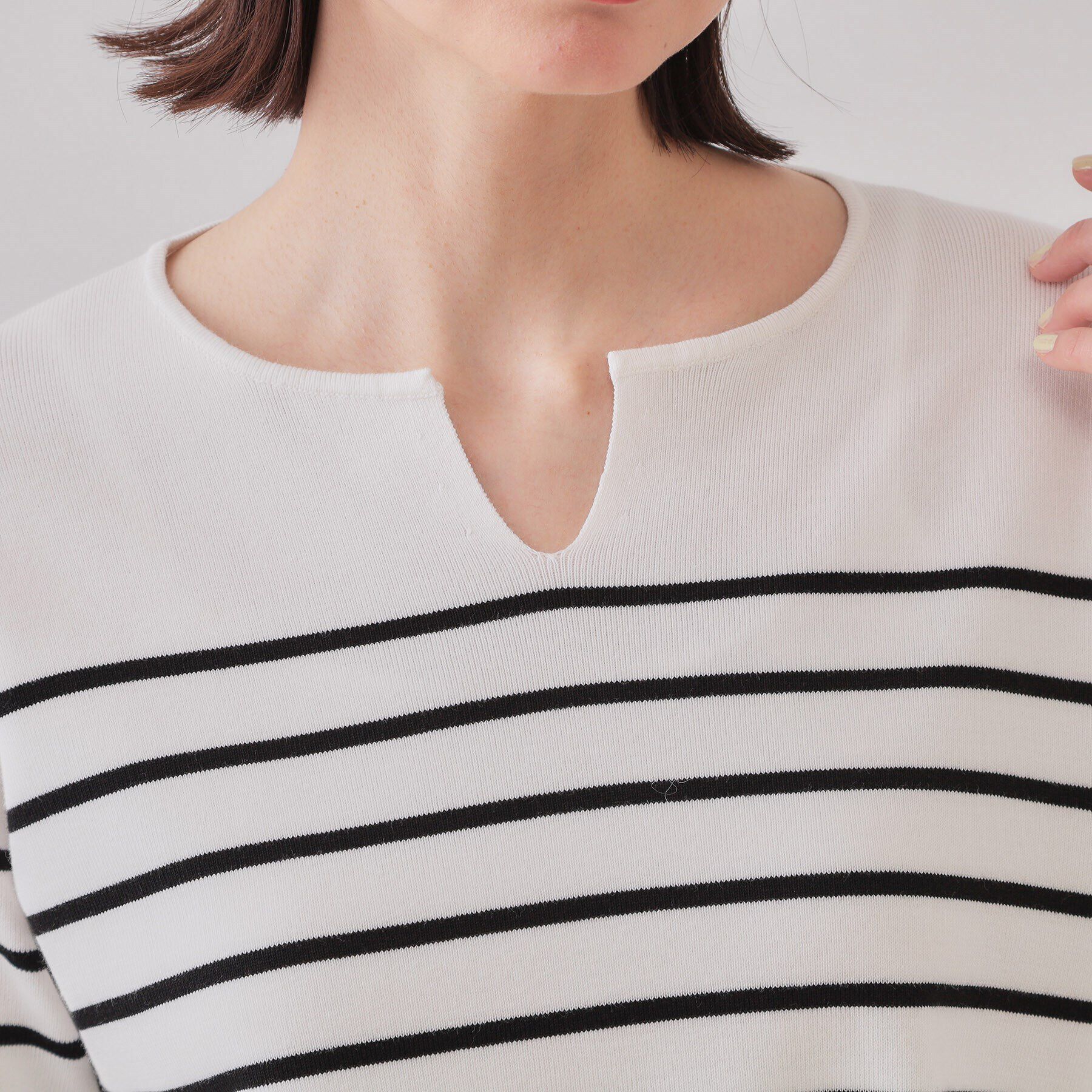 OPAQUE.CLIP「キーネックニット/オーガニックコツトン混【UV/洗濯機洗い可】」|ニット・セーター|