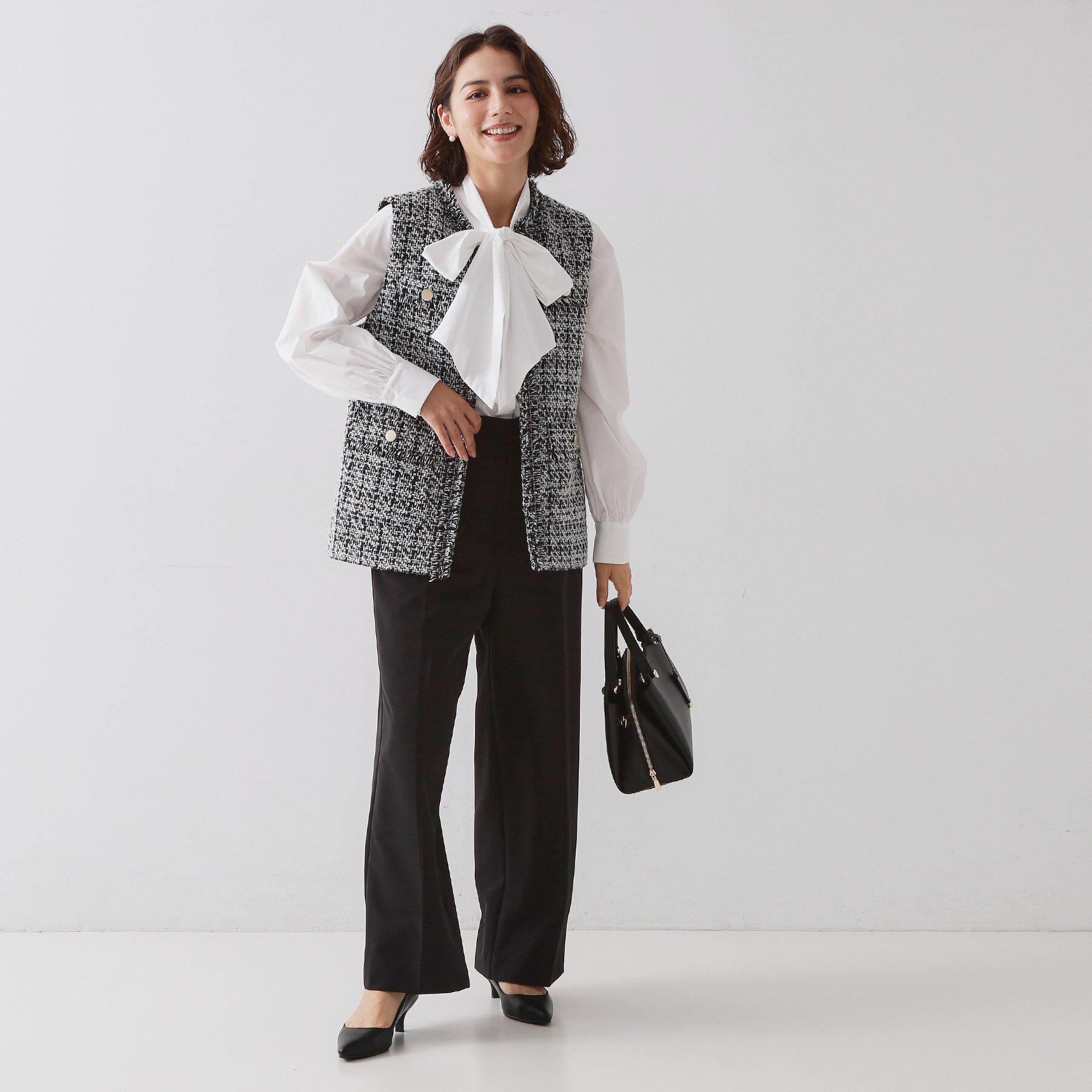 OPAQUE.CLIP「《通勤対応》ボウタイシャツブラウス【洗濯機OK】」|シャツ・ブラウス|