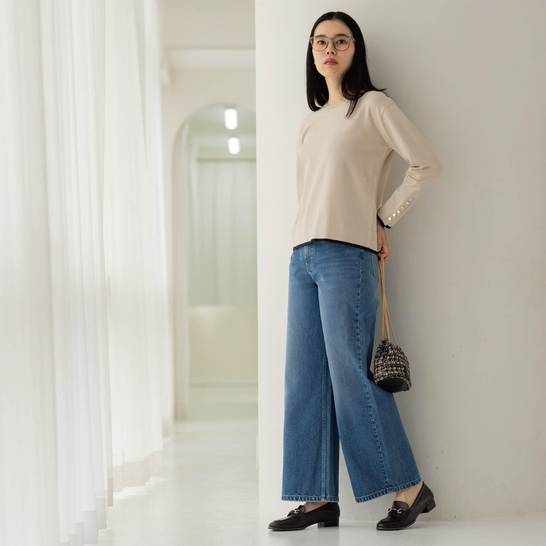 OPAQUE.CLIP「ワイドストレートデニムパンツ【洗濯機OK】《S～LL》」|デニム|