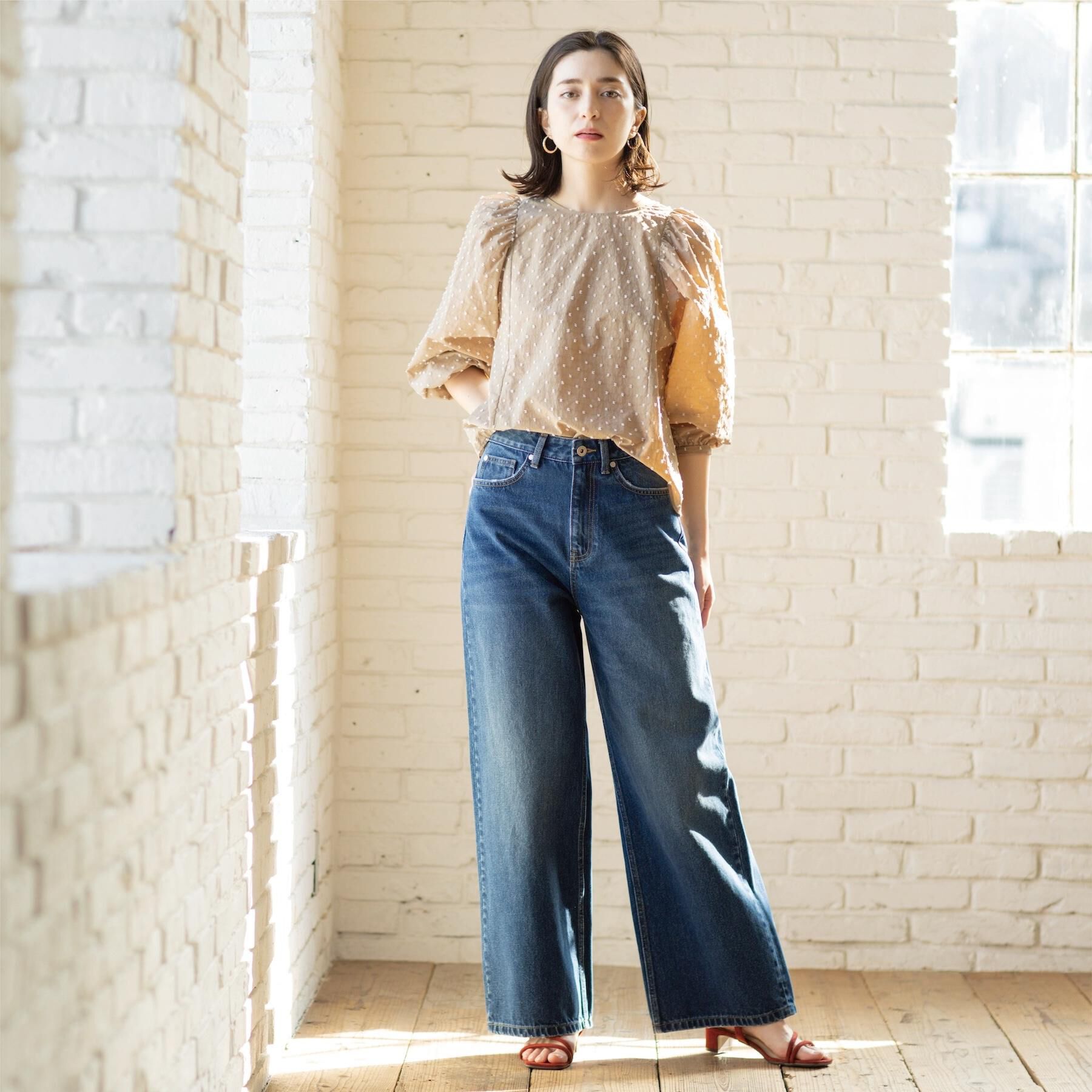 OPAQUE.CLIP「ワイドストレートデニムパンツ【洗濯機OK】《S～LL》」|デニム|