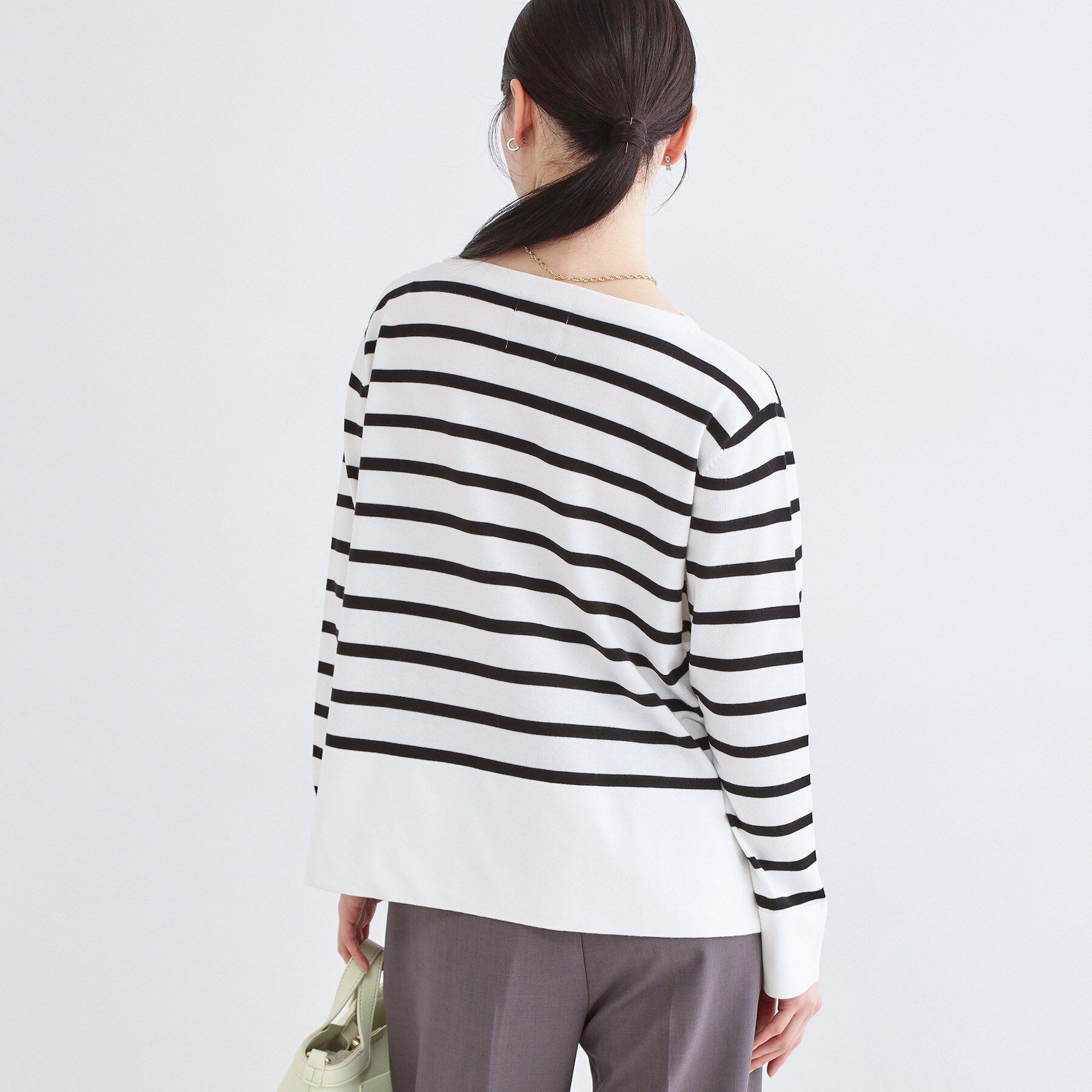 OPAQUE.CLIP「リラクシーボートネックニット/オーガニックコットン混【洗濯機OK/UVケア】《5col》」|ニット・セーター|