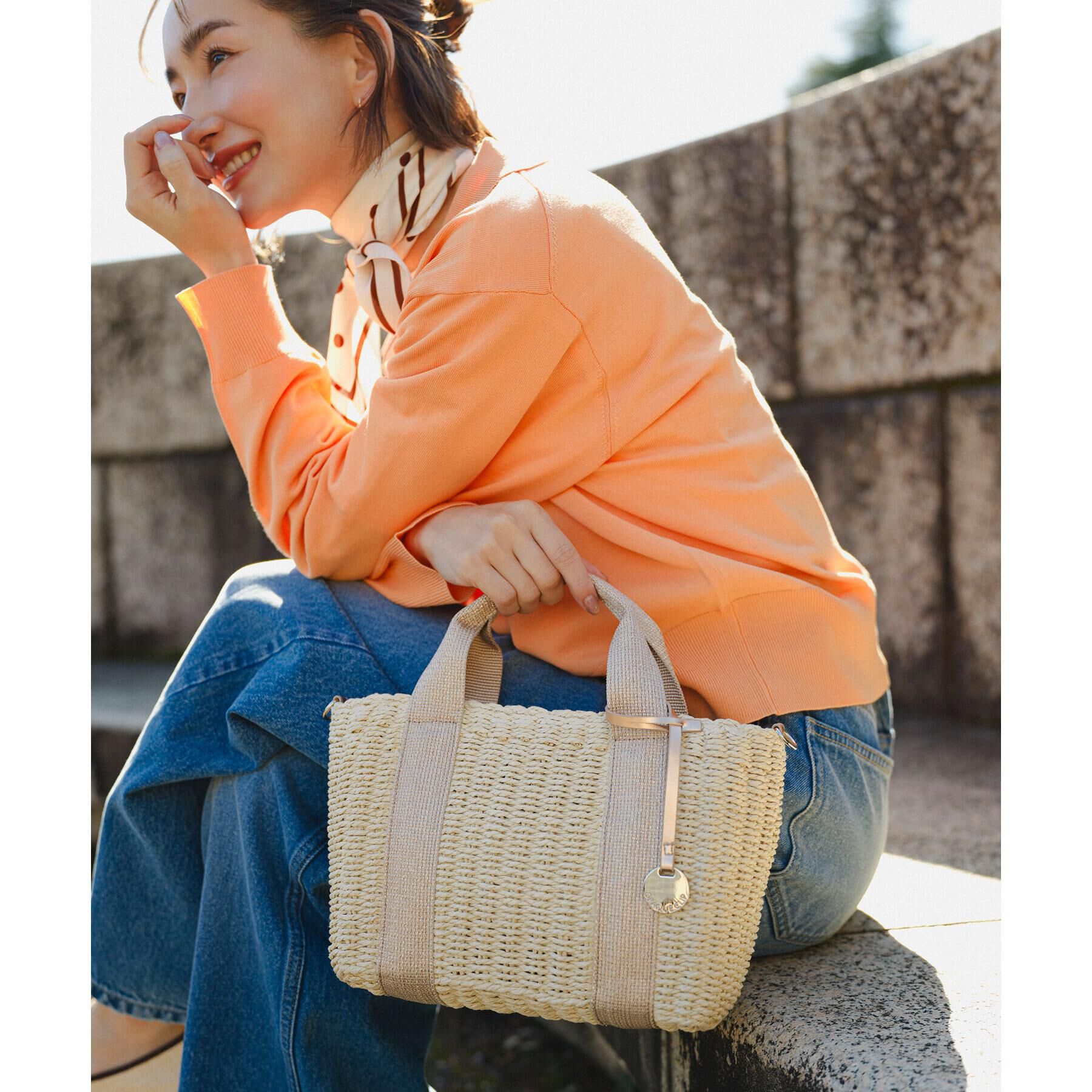 OPAQUE.CLIP「スクエアミドルペーパーかごバッグ【2WAY】」|トートバッグ|