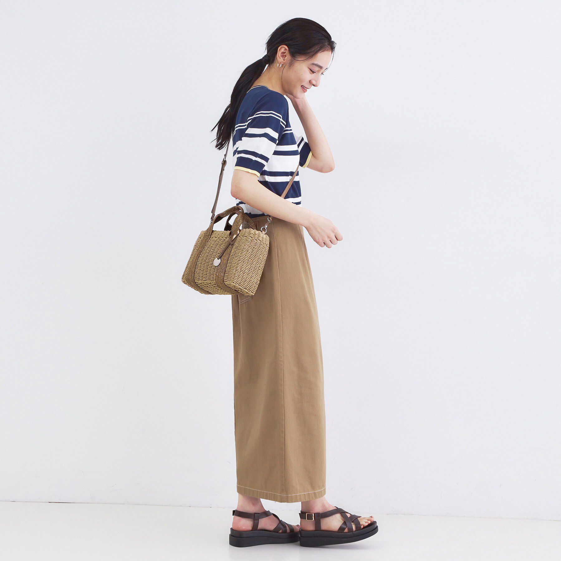 OPAQUE.CLIP「スクエアミドルペーパーかごバッグ【2WAY】」|トートバッグ|