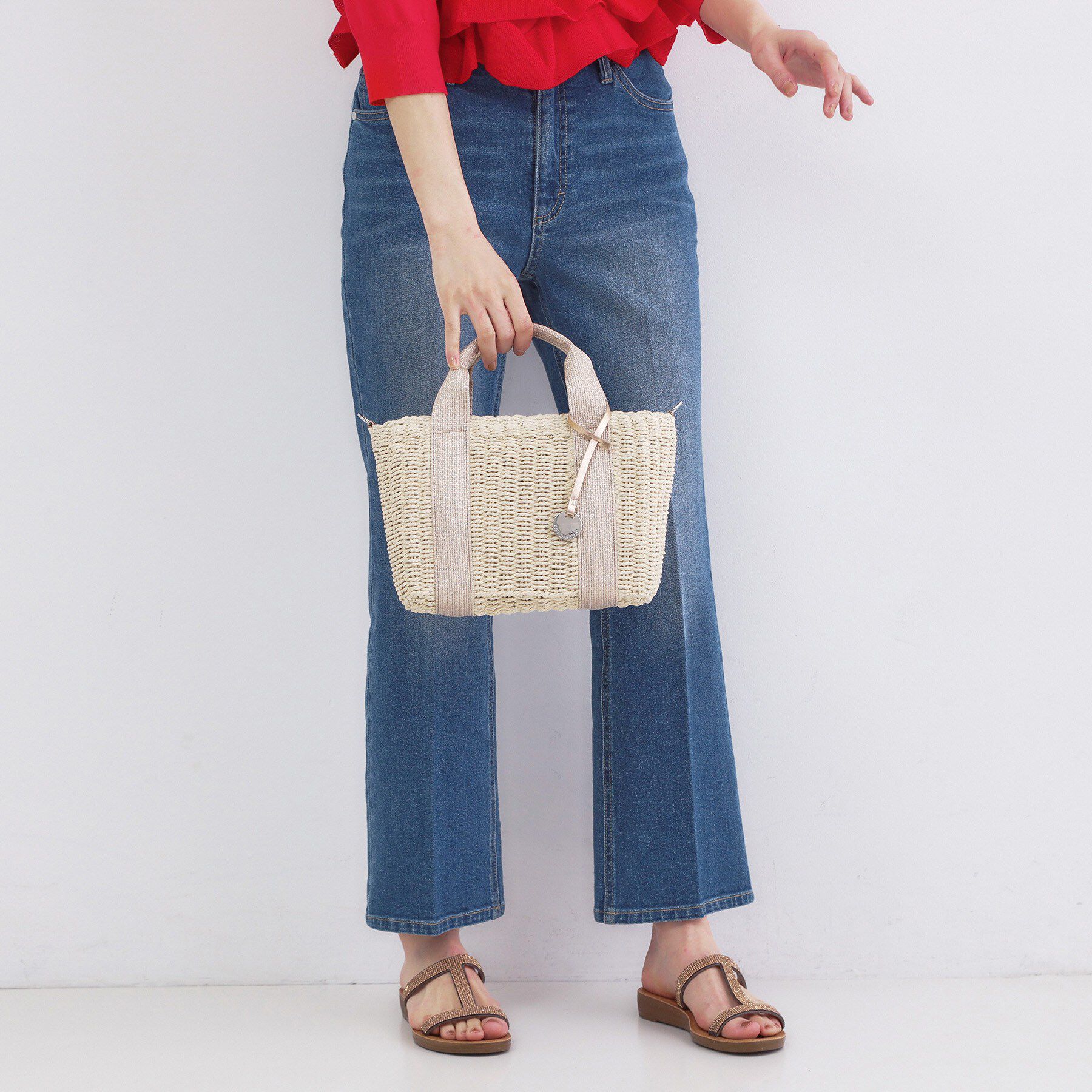 OPAQUE.CLIP「スクエアミドルペーパーかごバッグ【2WAY】」|トートバッグ|ベージュ(052)