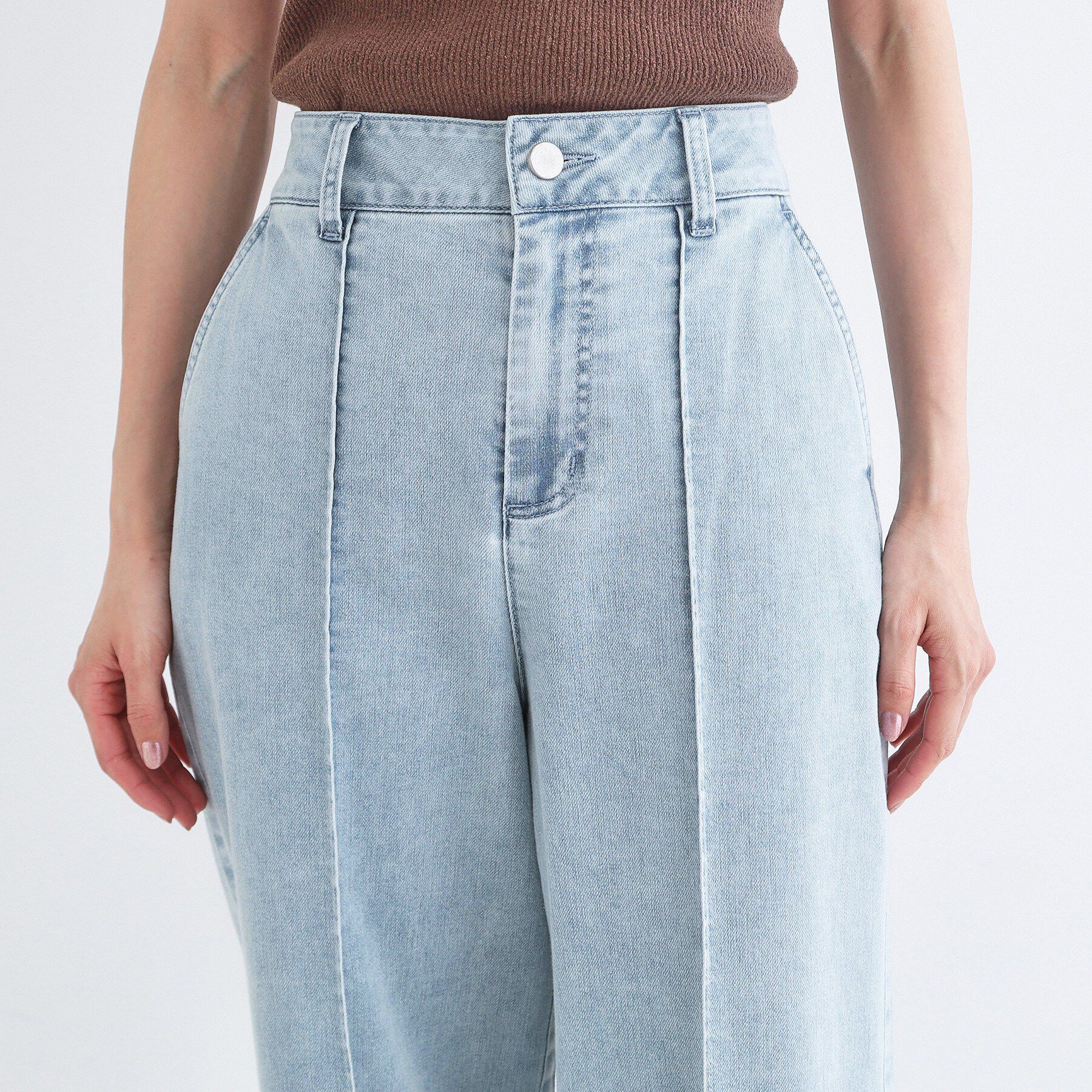 OPAQUE.CLIP「ライトオンスデニムワイドパンツ【洗濯機OK】」|デニム|