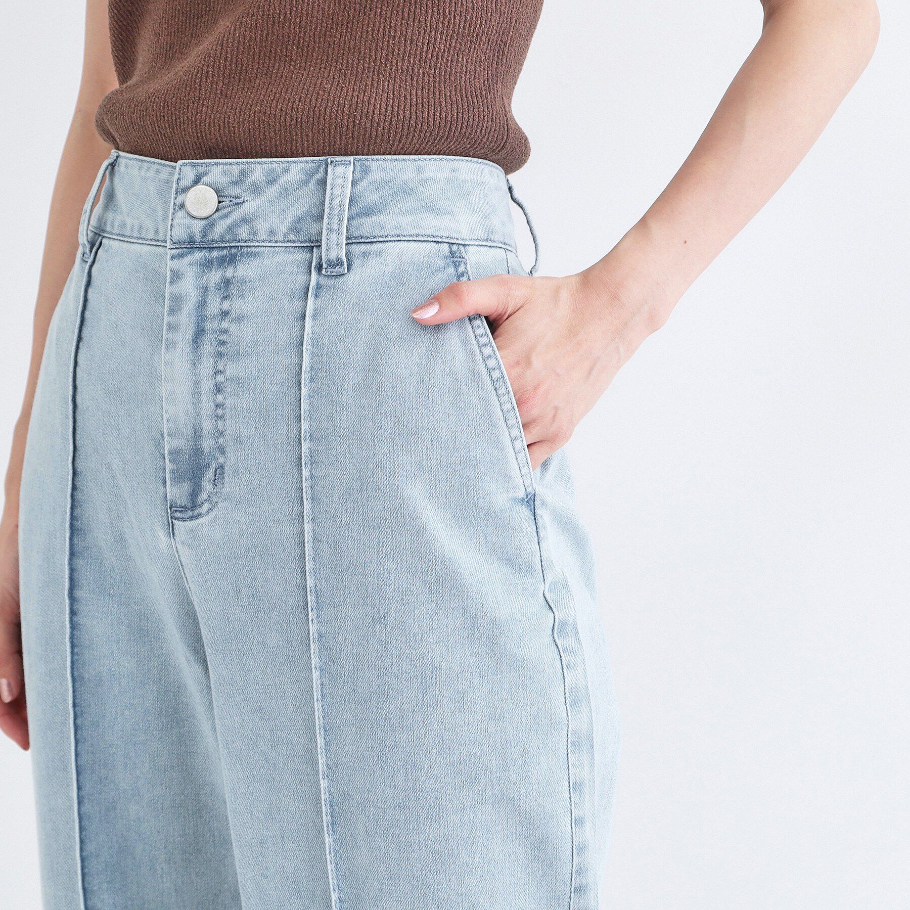 OPAQUE.CLIP「ライトオンスデニムワイドパンツ【洗濯機OK】」|デニム|