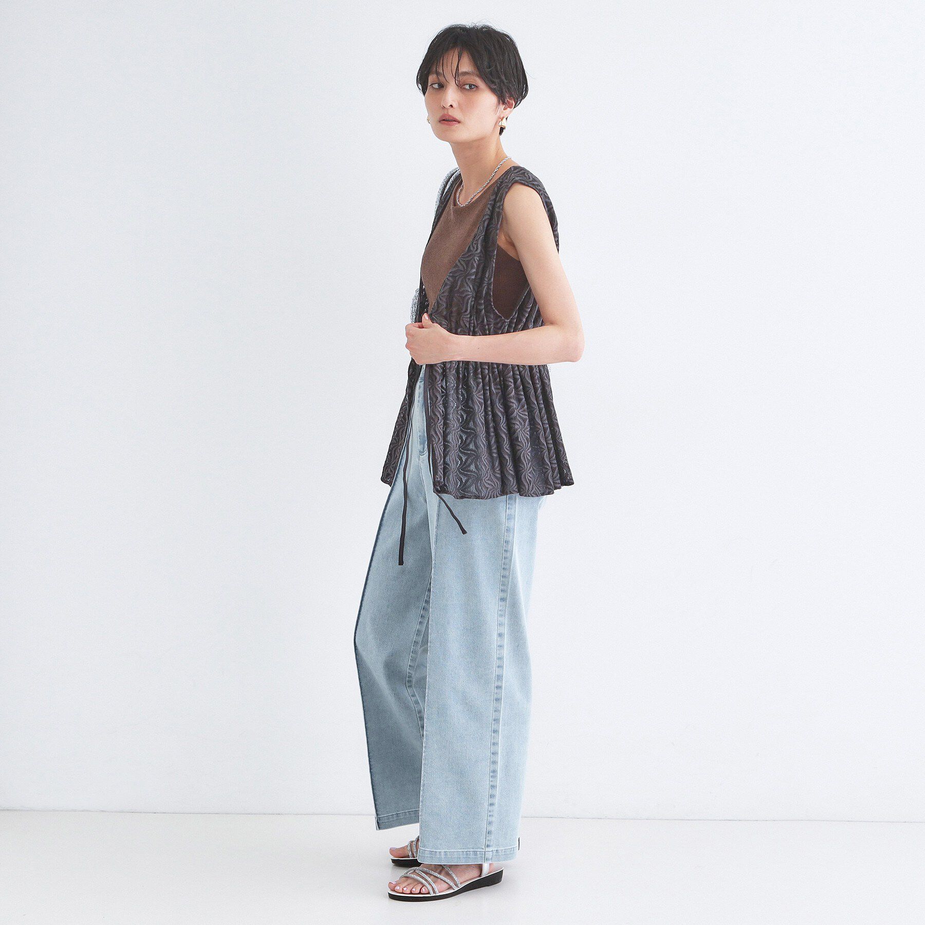 OPAQUE.CLIP「ライトオンスデニムワイドパンツ【洗濯機OK】」|デニム|