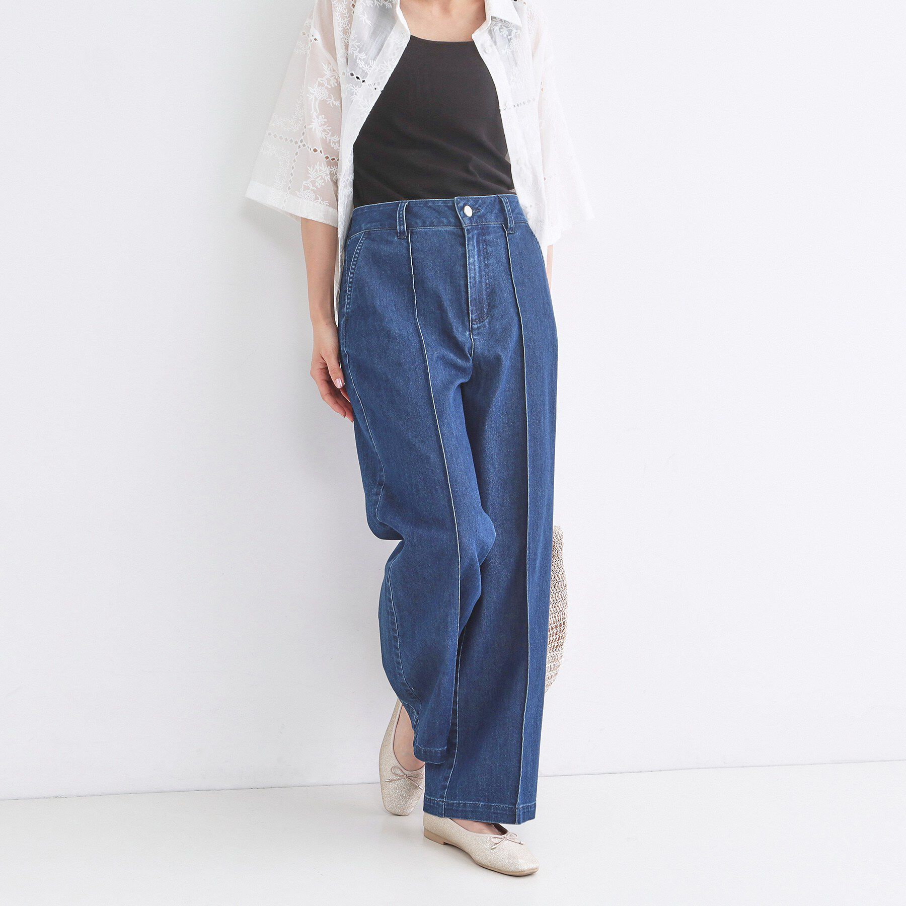 OPAQUE.CLIP「ライトオンスデニムワイドパンツ【洗濯機OK】」|デニム|