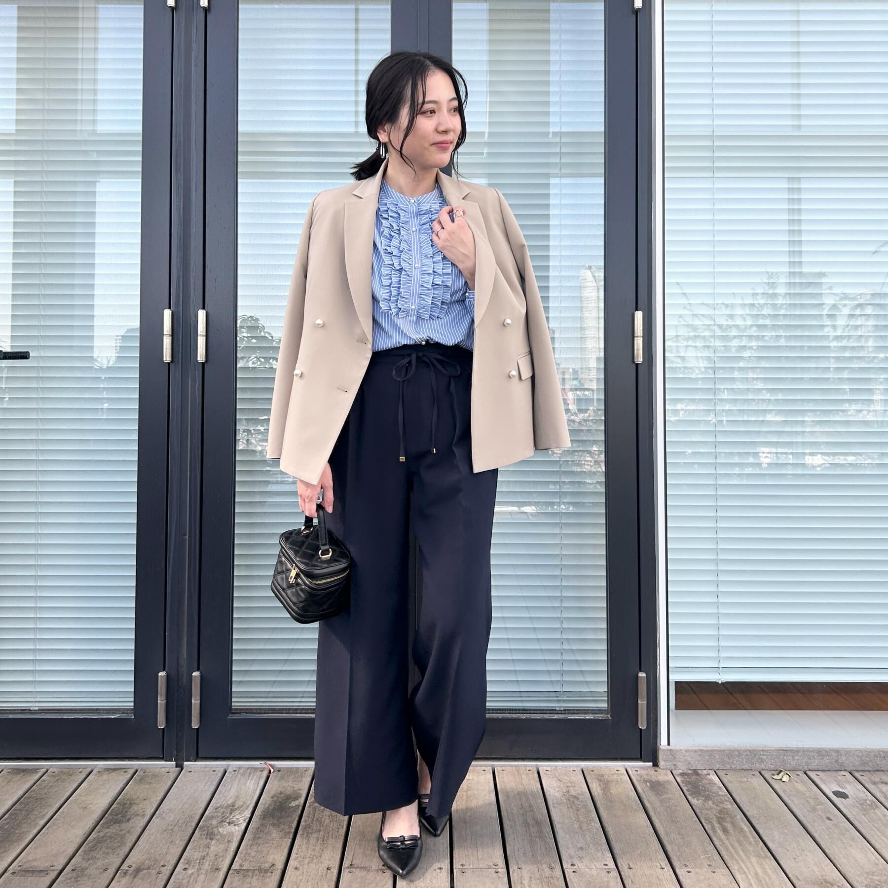 Couture broach「【通勤・着映え】ストライプ フリルブラウス」|シャツ・ブラウス|