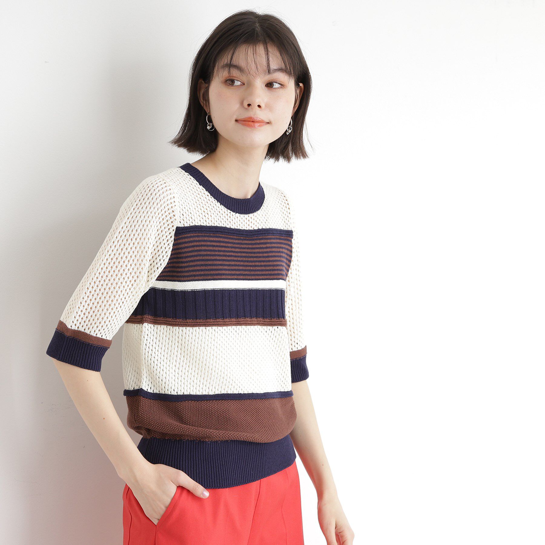 THE SHOP TK「マルチボーダートップス【洗える】」|ニット・セーター|