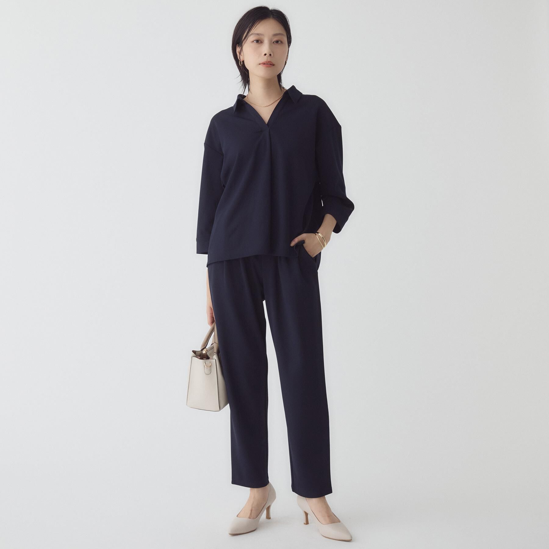 THE SHOP TK「【着るだけでコーディネートが決まる】スキッパーブラウス&パンツセット」|スーツ|