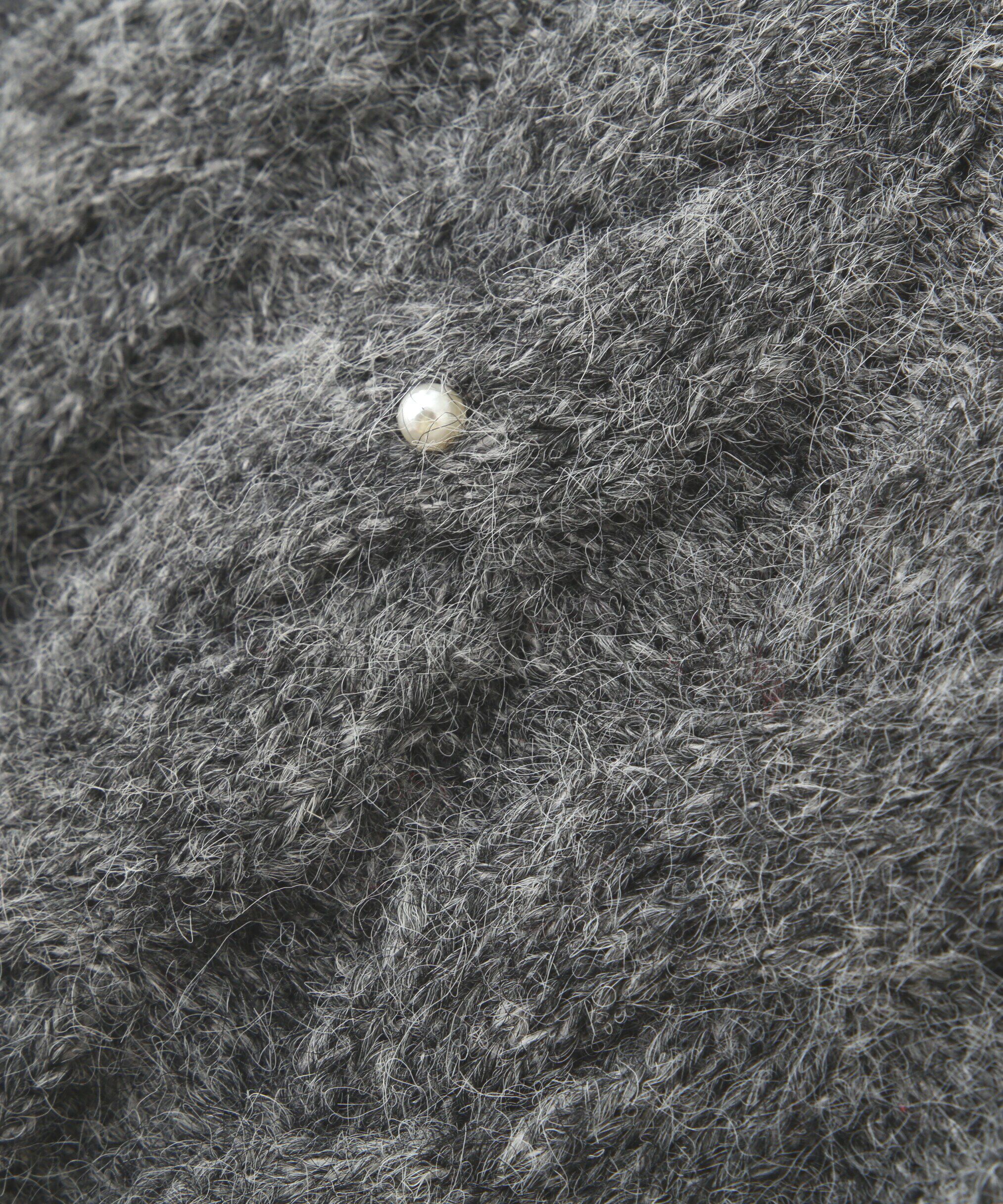  「パール付きケーブルショート丈ニット」|ニット・セーター|