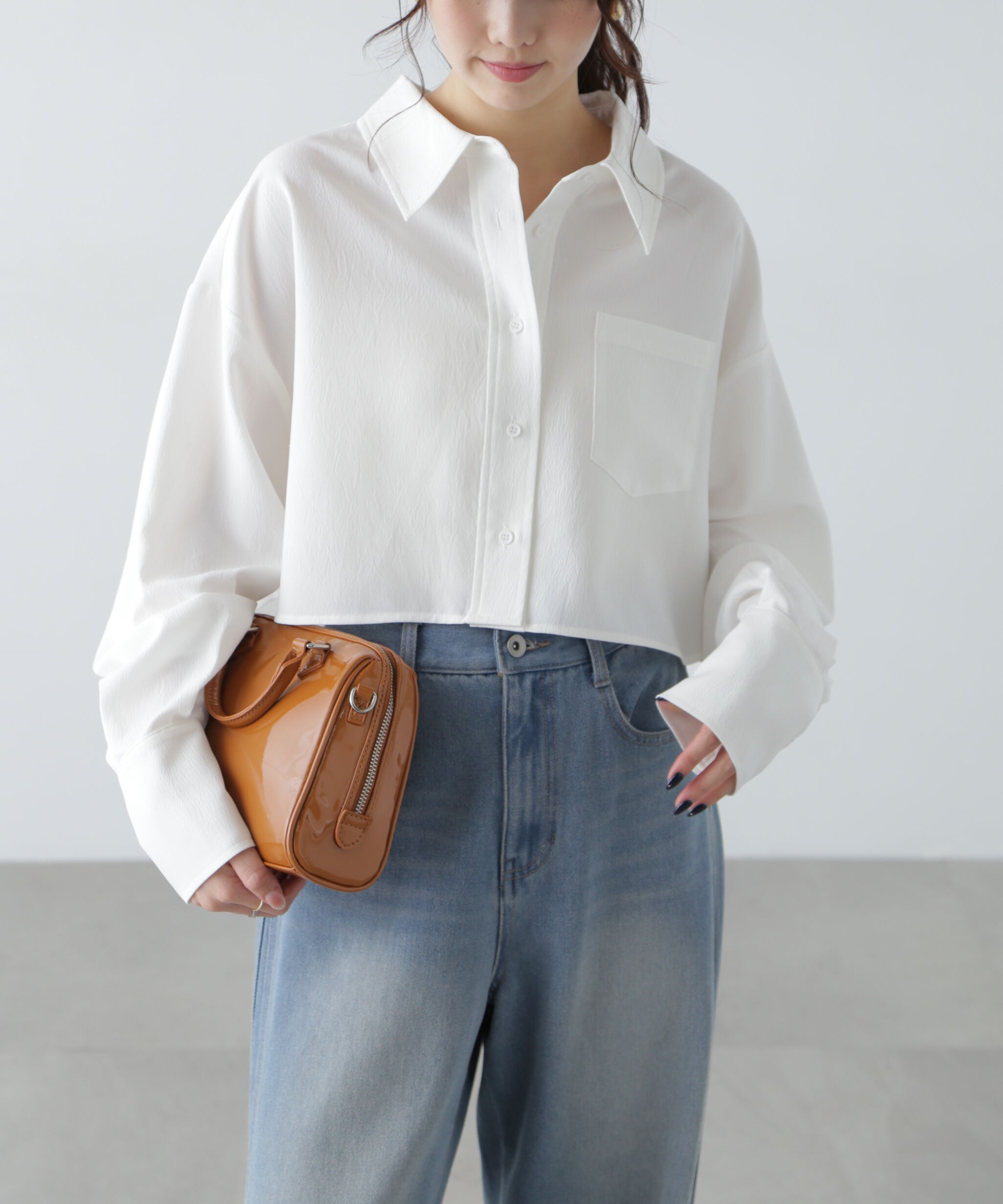  「バックレースアップショート丈シャツ」|シャツ・ブラウス|