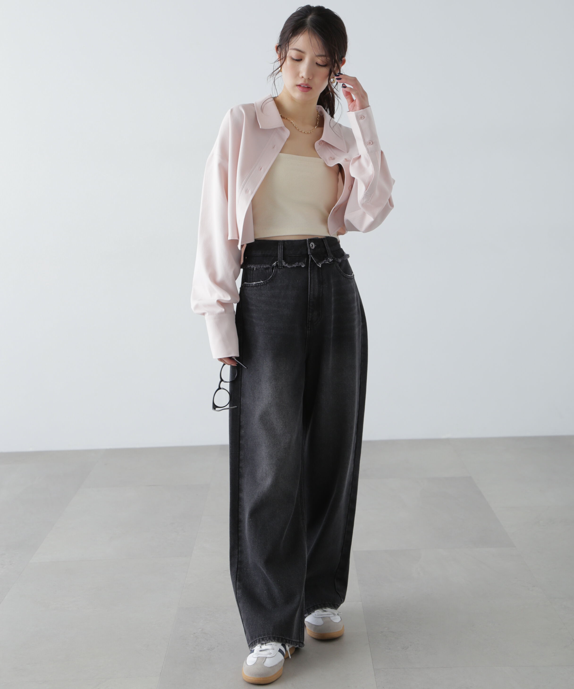  「バックレースアップショート丈シャツ」|シャツ・ブラウス|