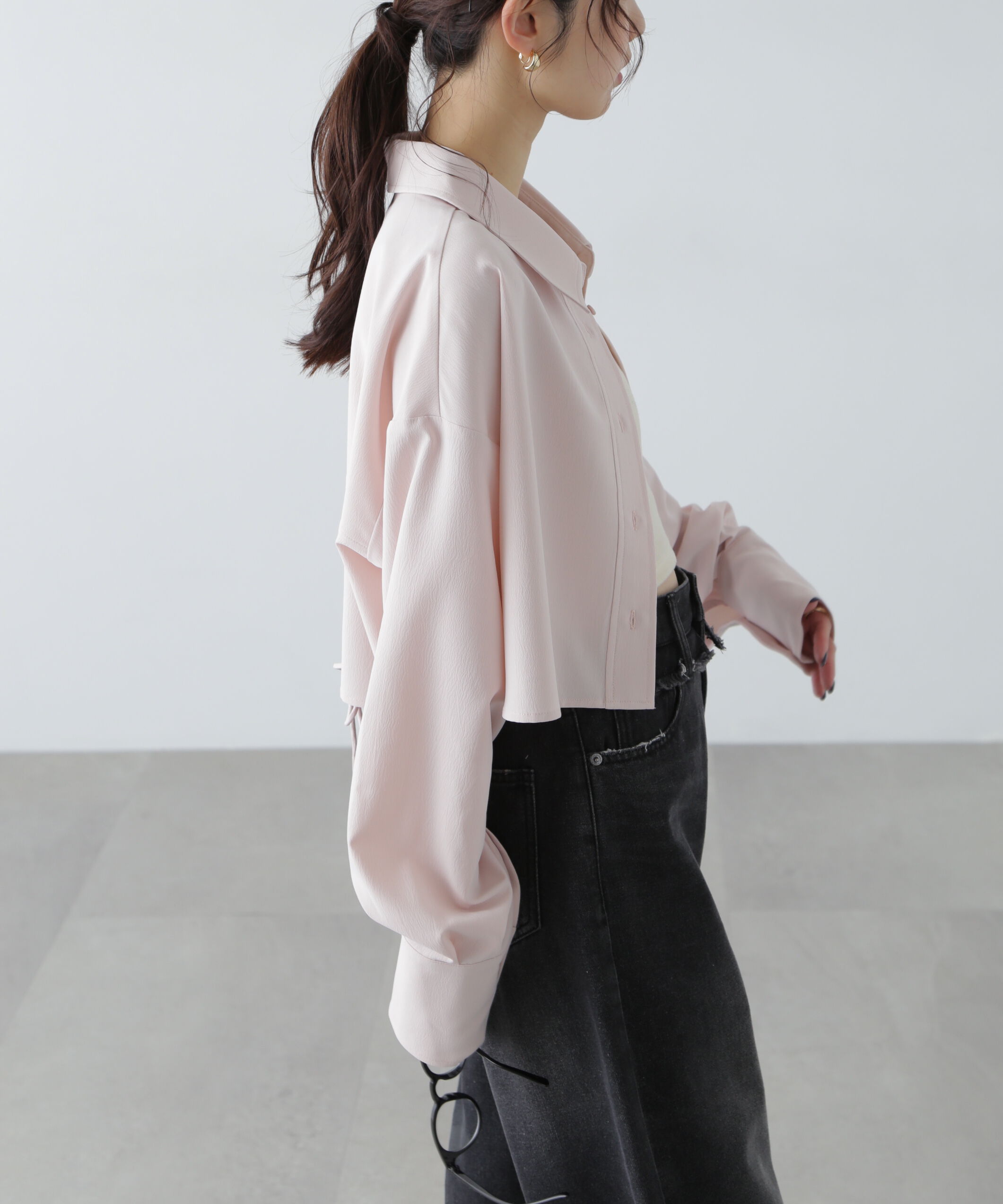  「バックレースアップショート丈シャツ」|シャツ・ブラウス|